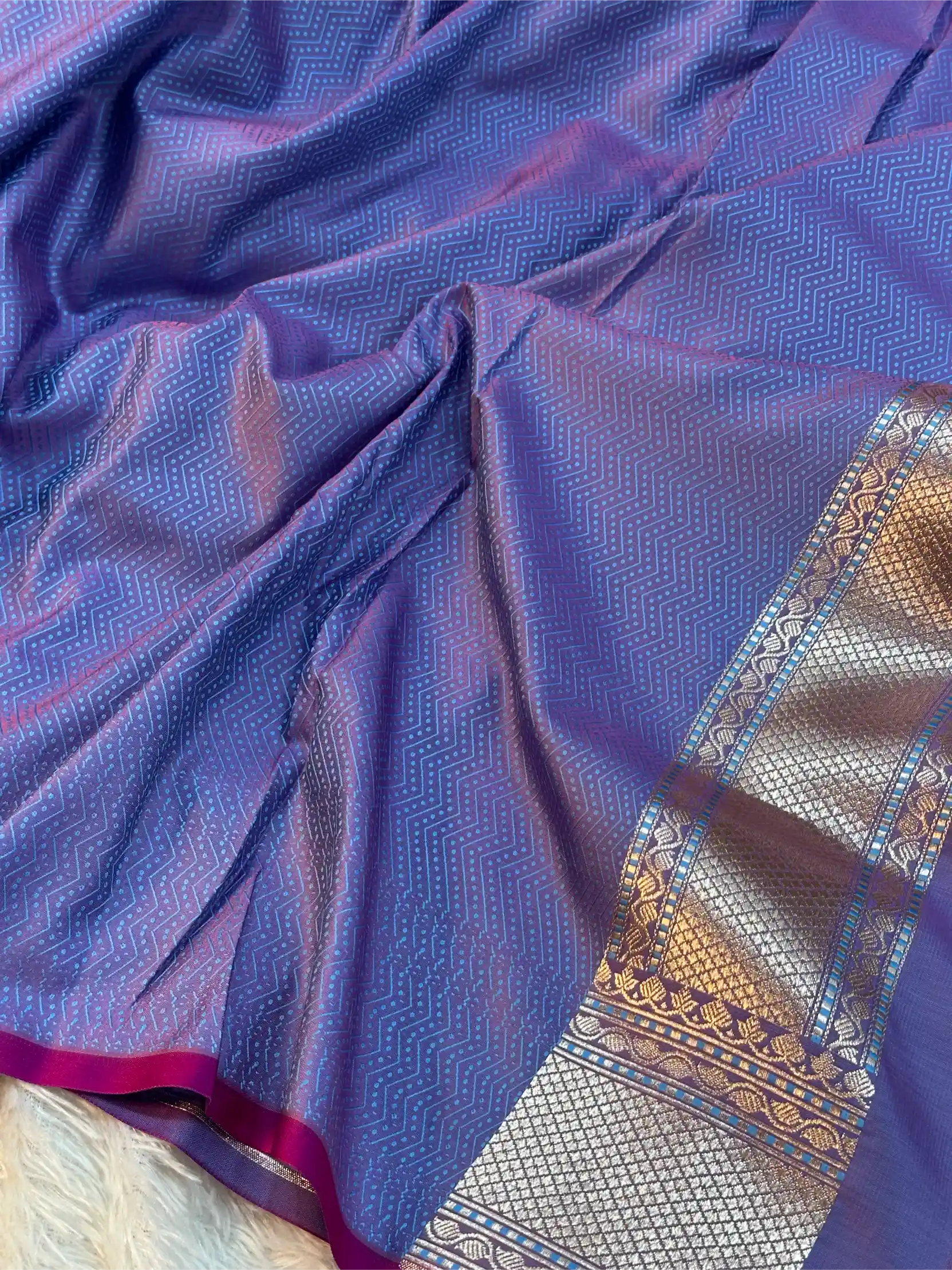 Powder Blue Intricate Mashru Katan Silk Tanchoi Banarasi Saree