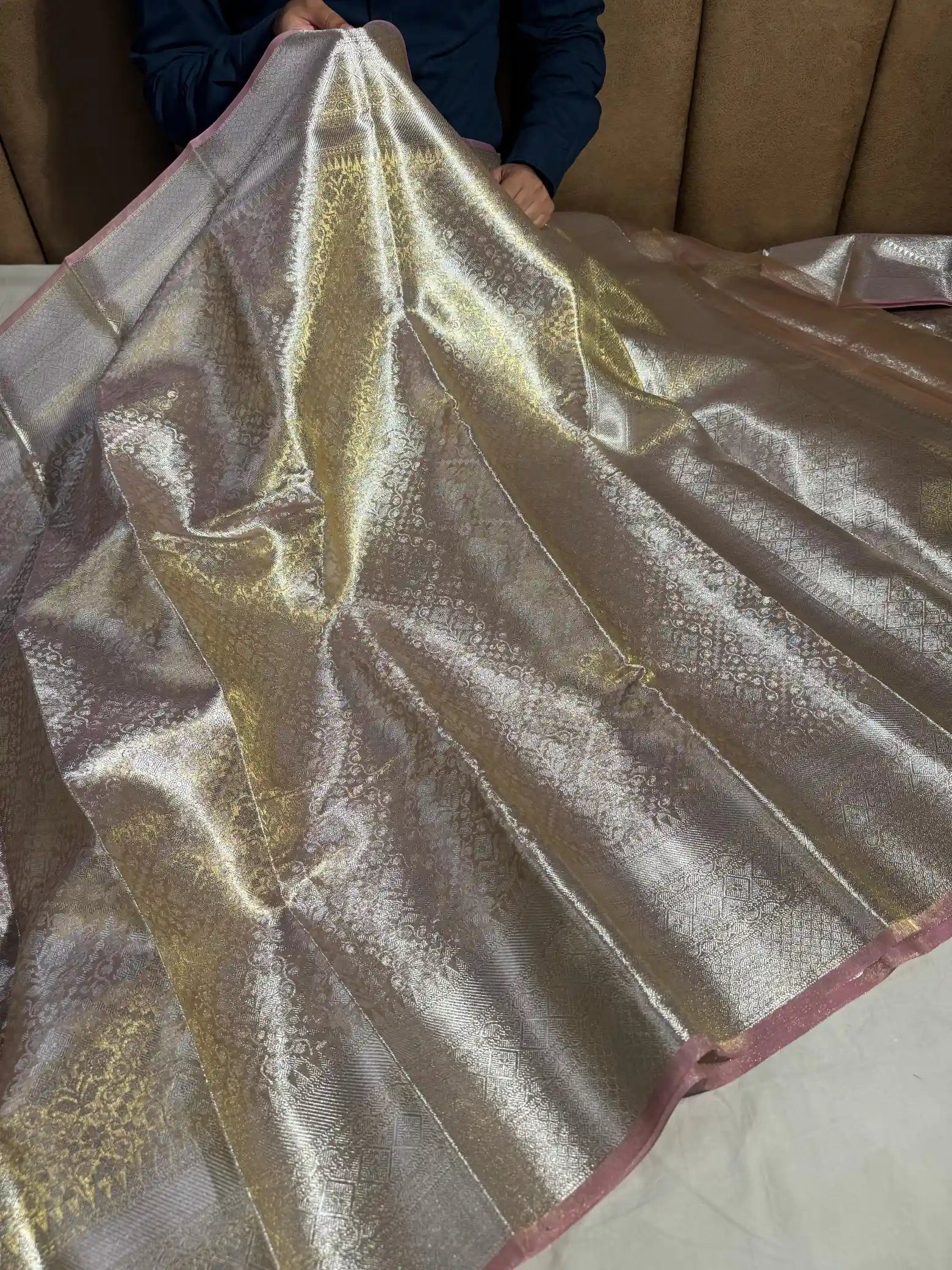 Premium Banarasi Glass Tissue Saree with Dual Tone