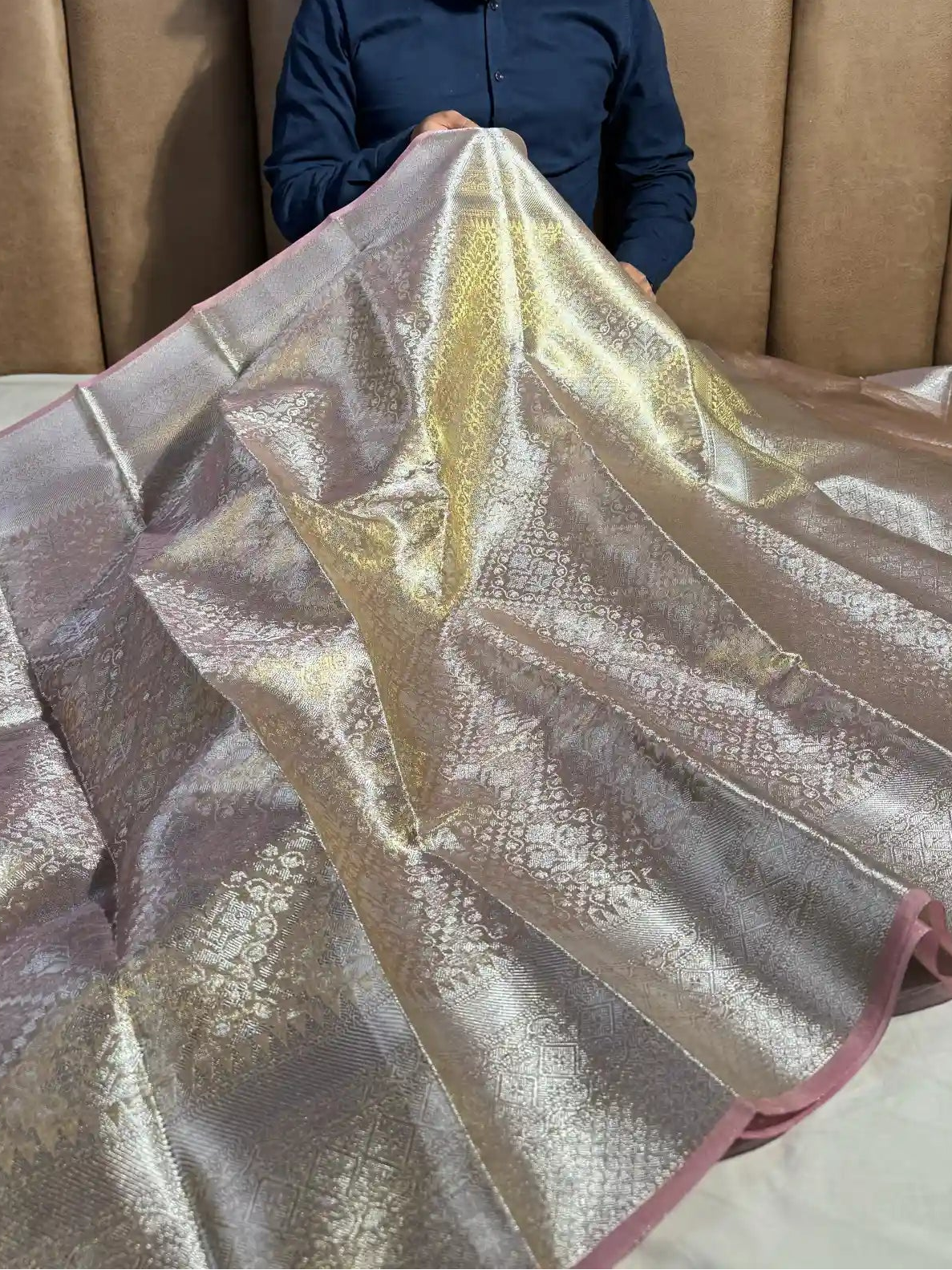 Premium Banarasi Glass Tissue Saree with Dual Tone