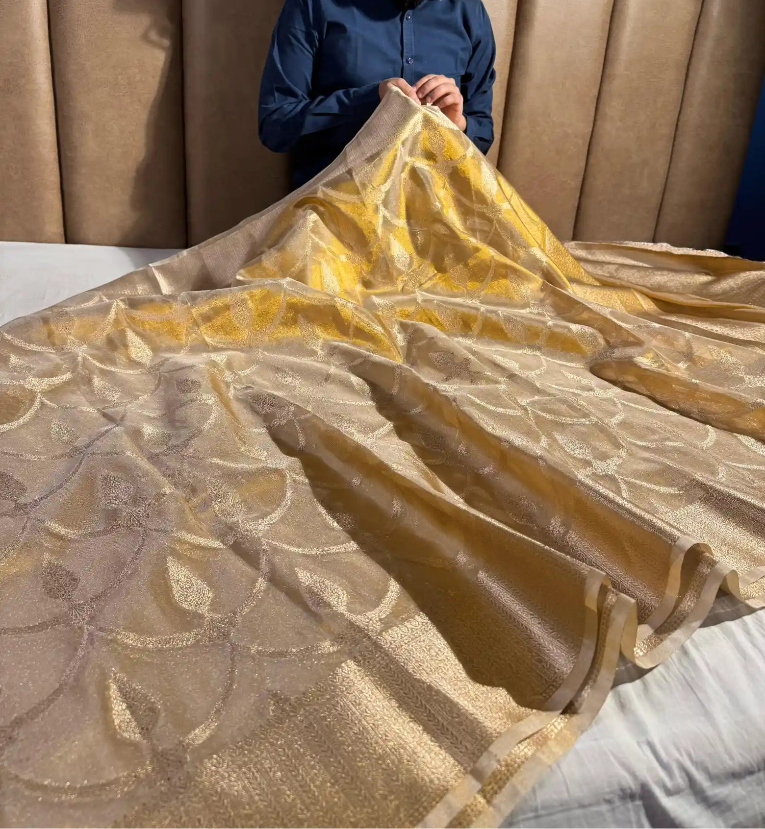 Copper Tissue Silk Heritage Weave Banarasi Saree