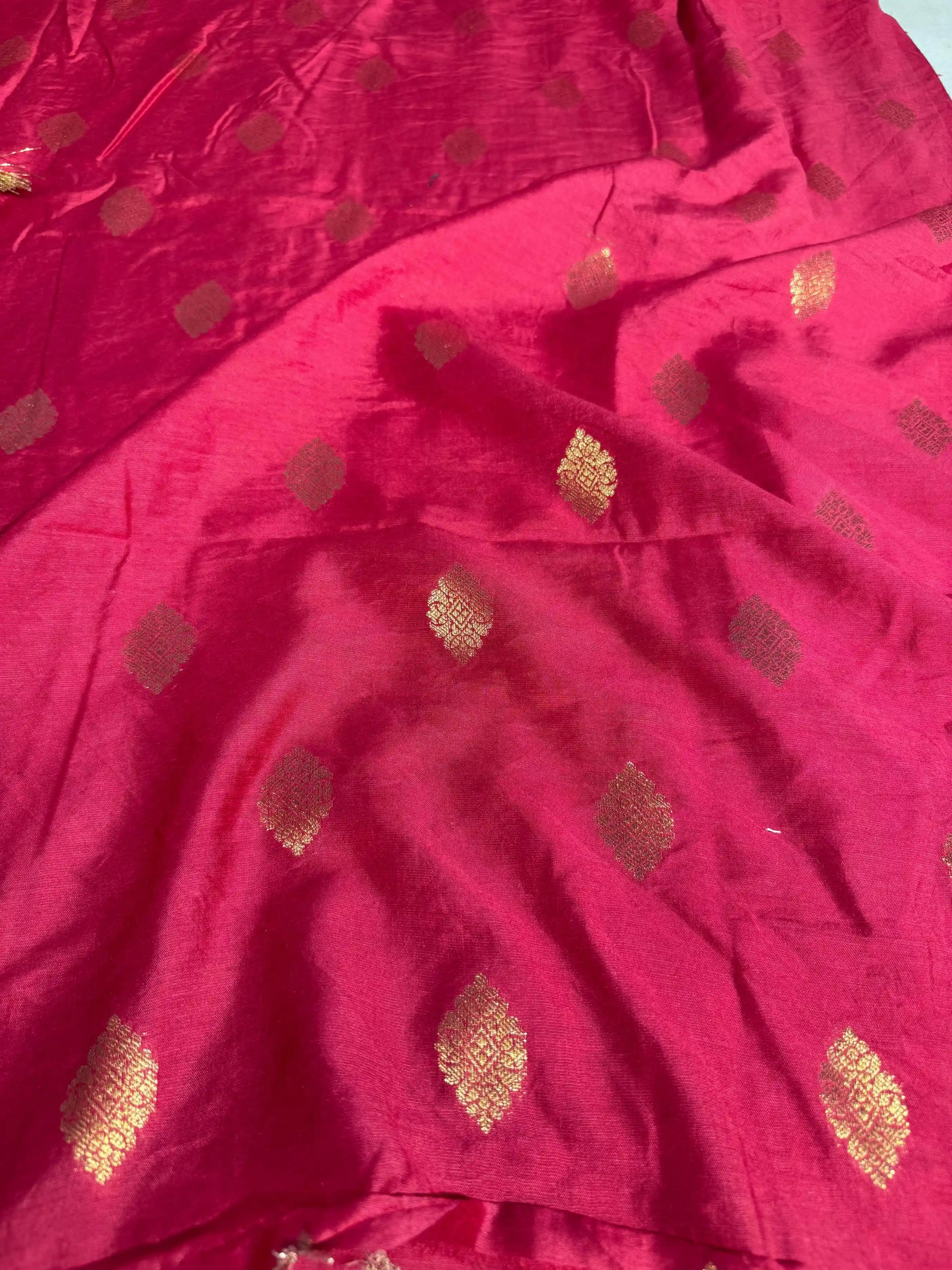 Premium Rani Pink Banarasi Cotton Suit with Rich Heritage Texture Design