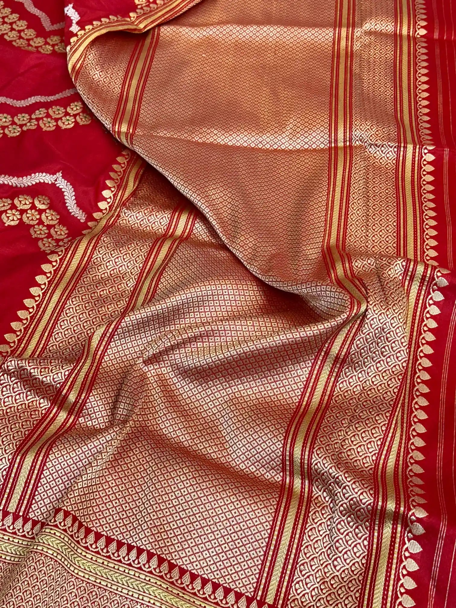 Premium Bridal Red Pure Katan Silk Handwoven Banarasi Saree
