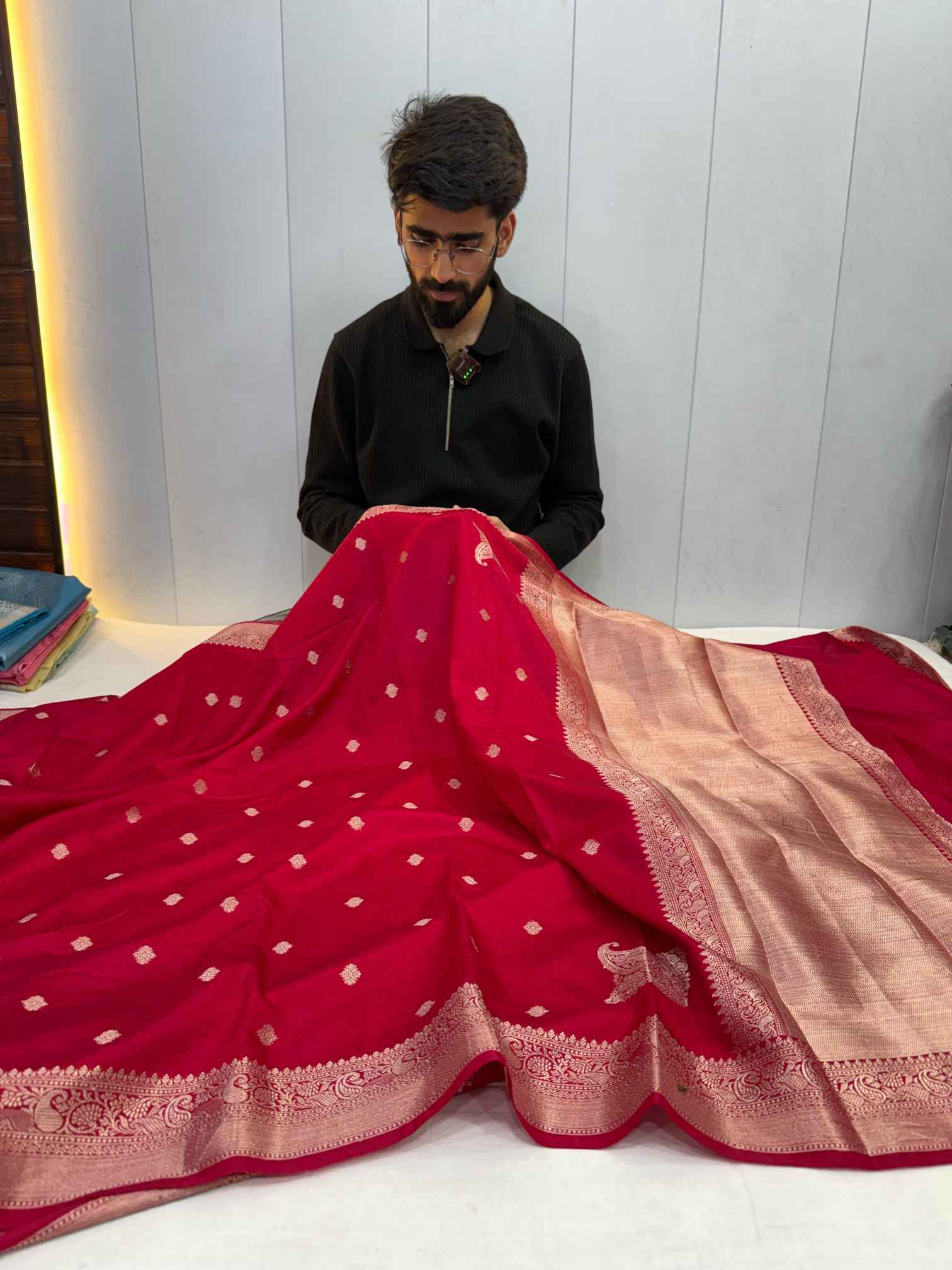 Pretty Cheery Red Exclusive Chiniya Silk Exclusive Banarasi Saree