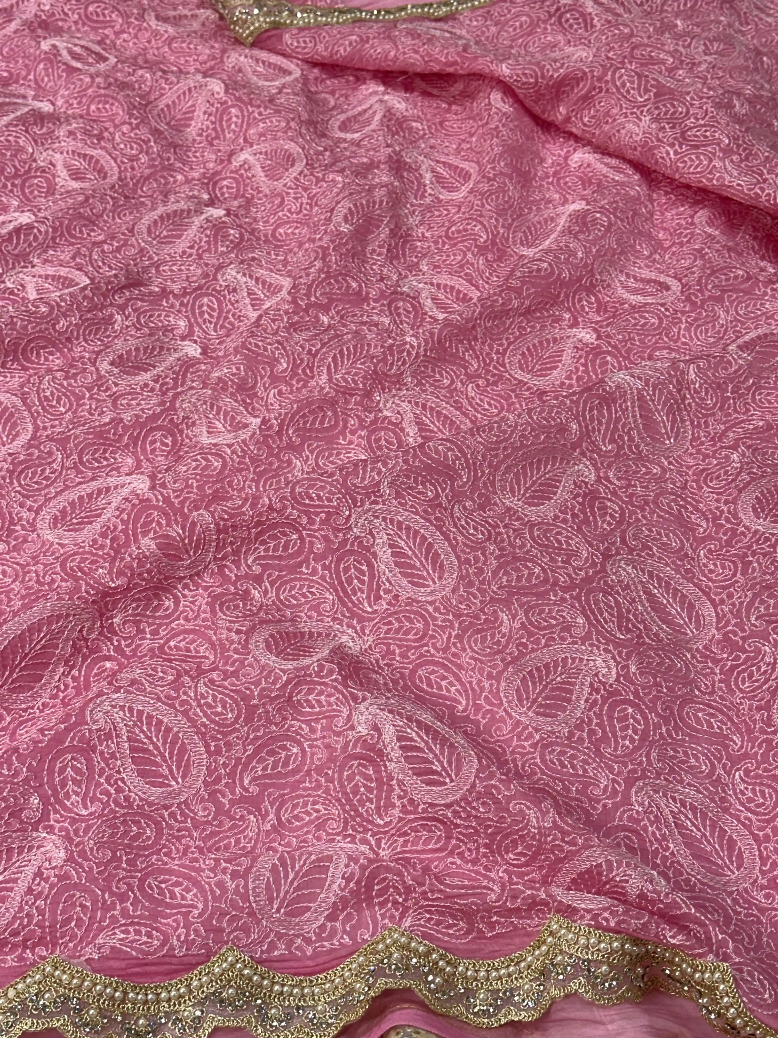 Pretty pink pure mul cotton designer Banarasi saree