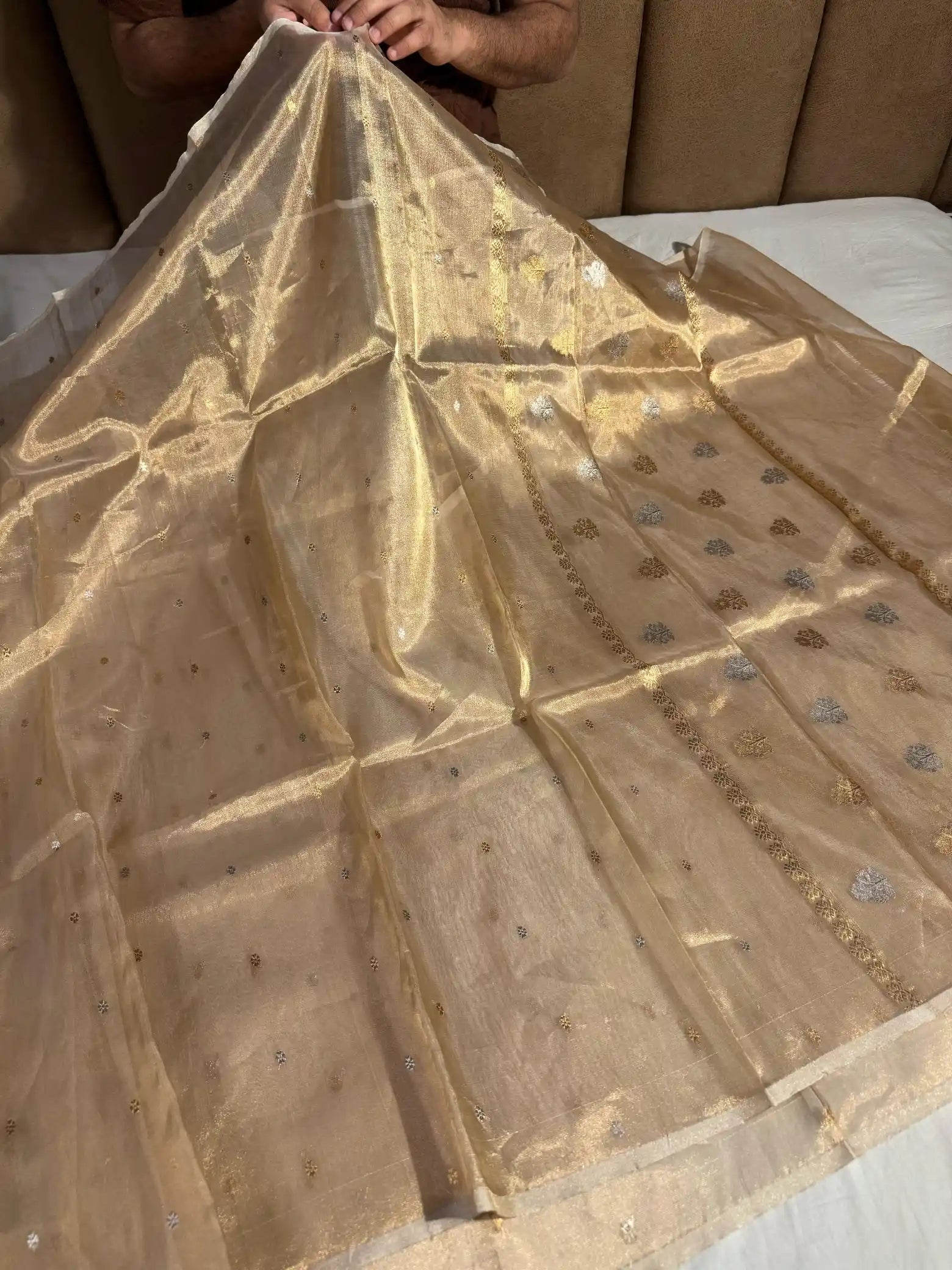 Pure Handloom Kadhua Tissue Silk Saree with Rich Pallu and Blouse