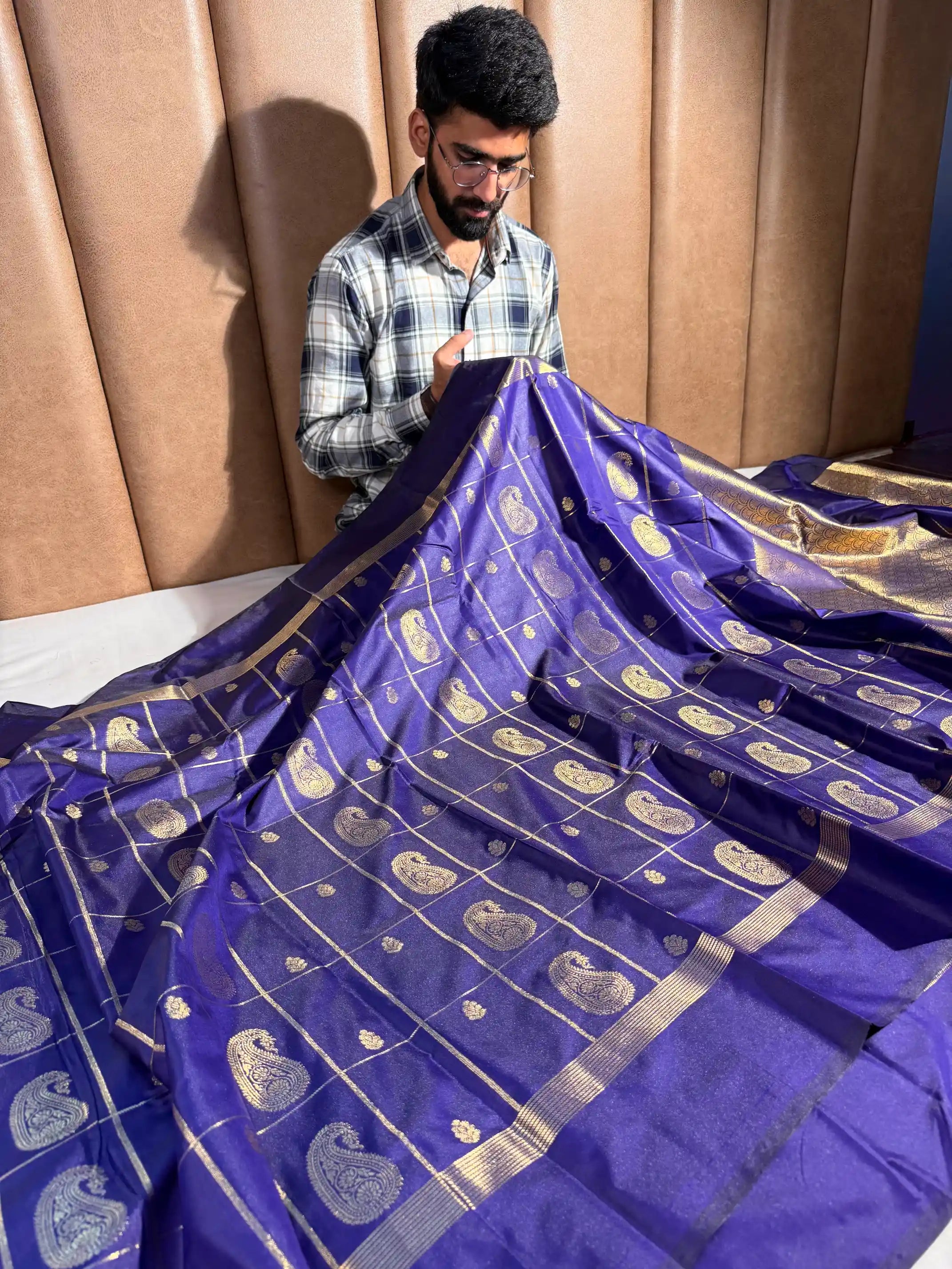 Purple Banarasi Semi Katan Silk Banarasi Saree