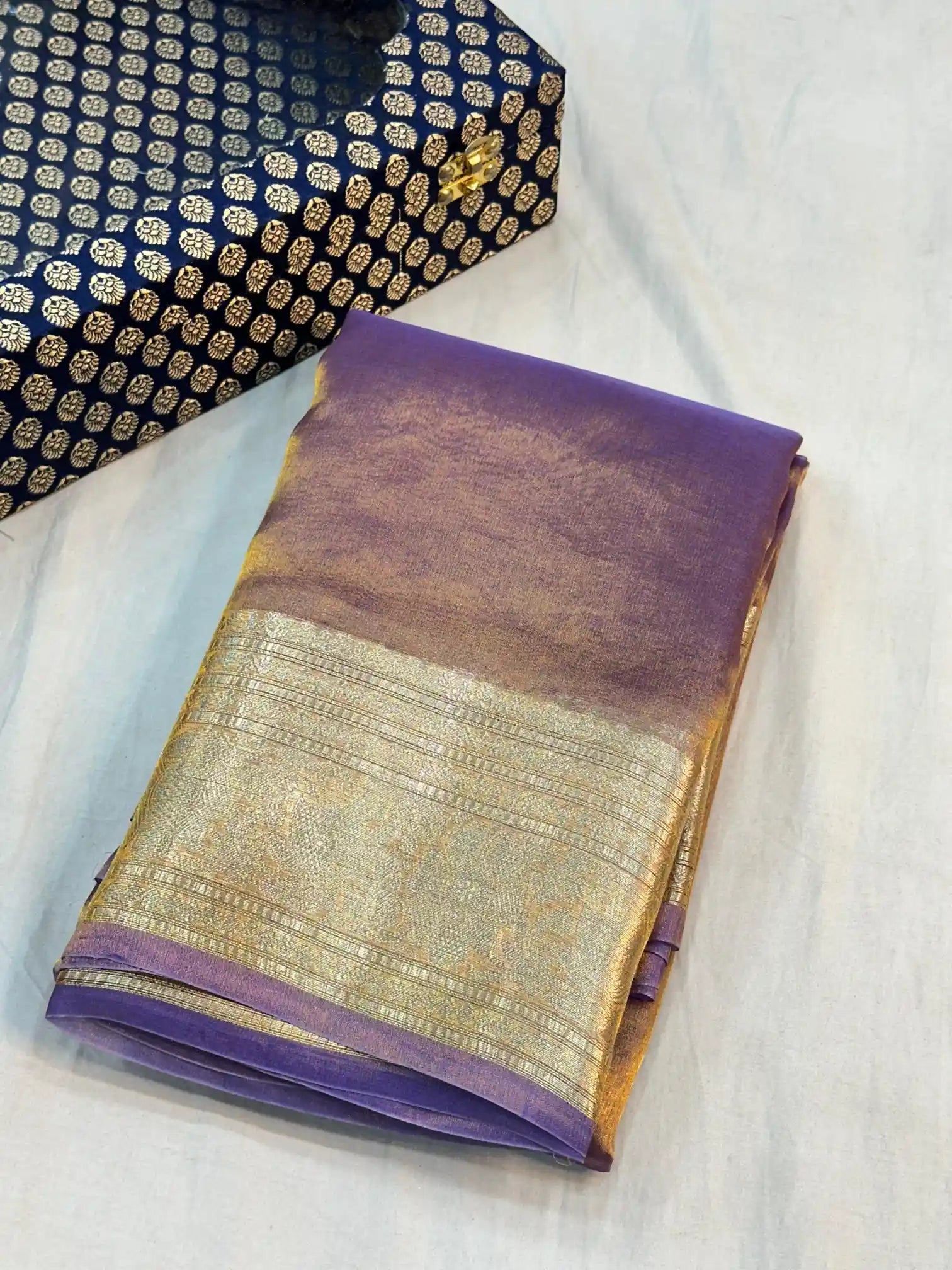Purple Dhoop Chaun Purple Pure Tissue Silk Banarasi Saree