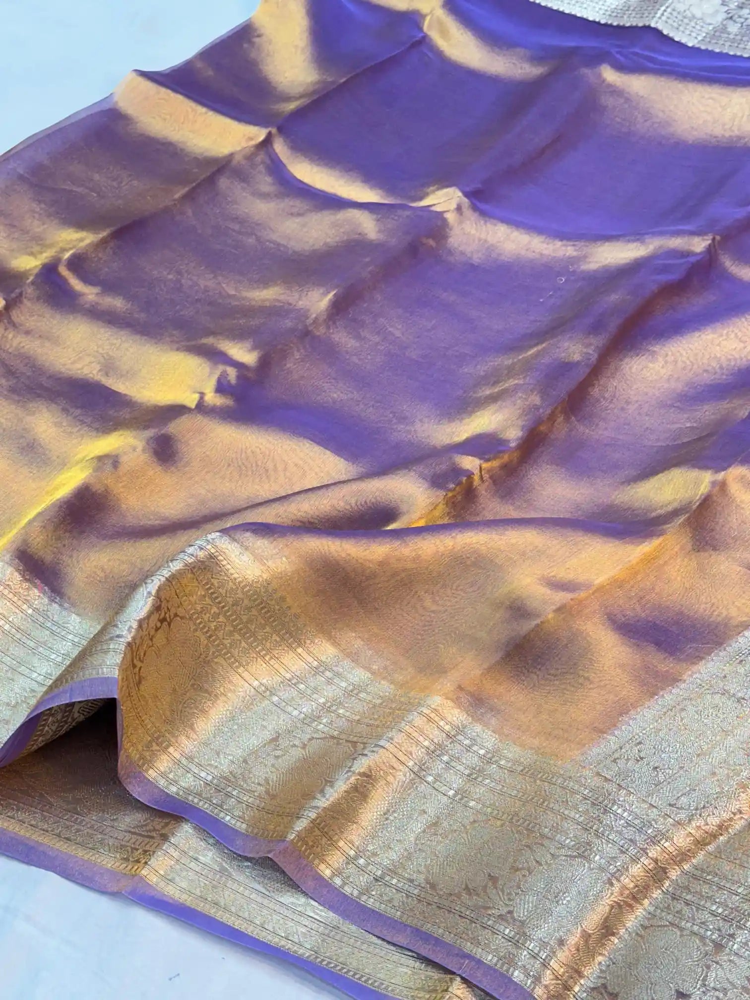 Dhoop Chaun Purple Pure Tissue Silk Banarasi Saree