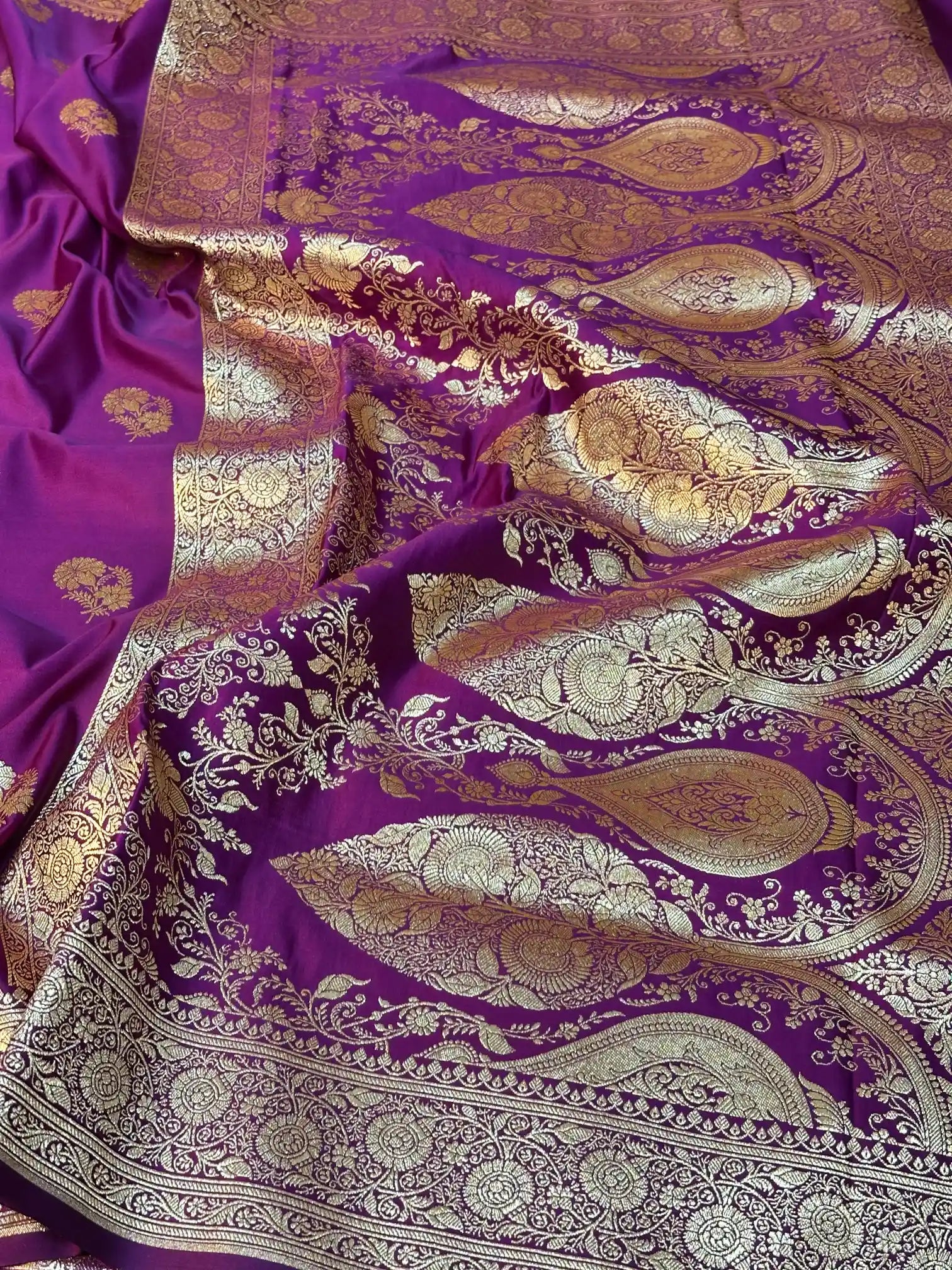 Purple Exclusive Satin Silk traditional Banarasi saree