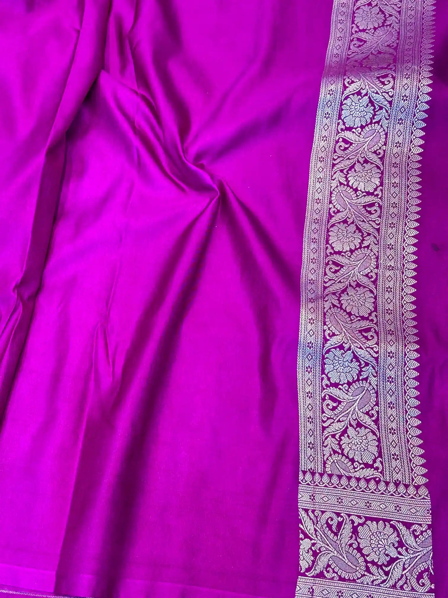 Purple Floral Jaal Weave Mashru Katan Silk Saree