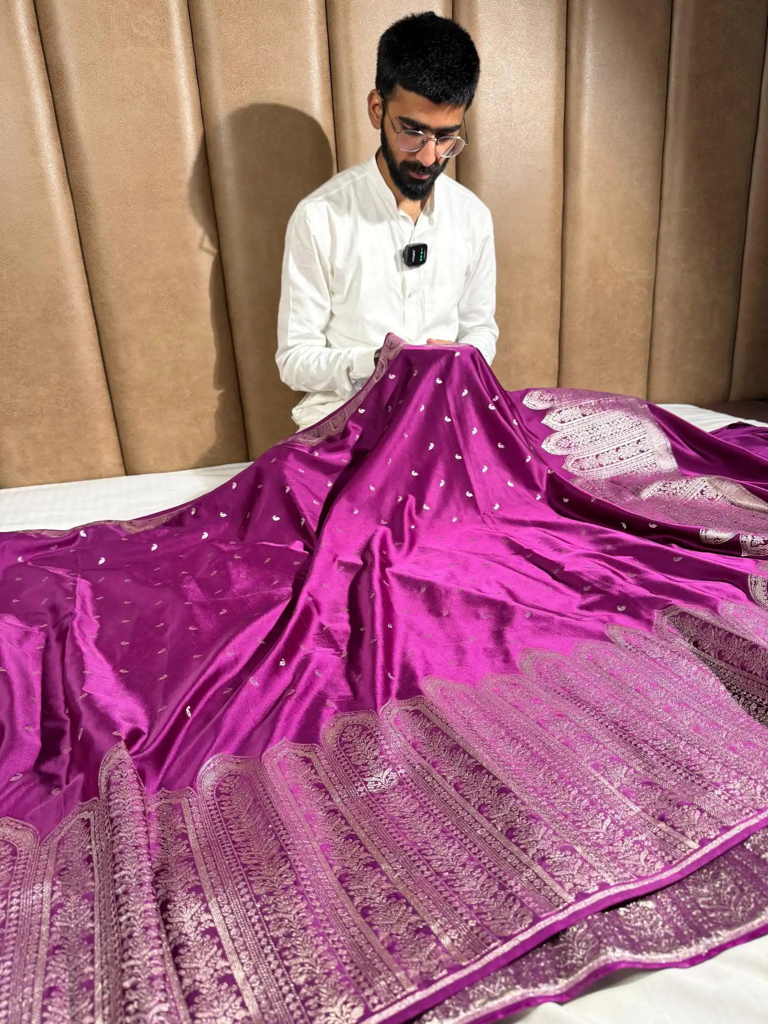 Purple Mashru Katan Silk Heritage Weave Banarasi Saree