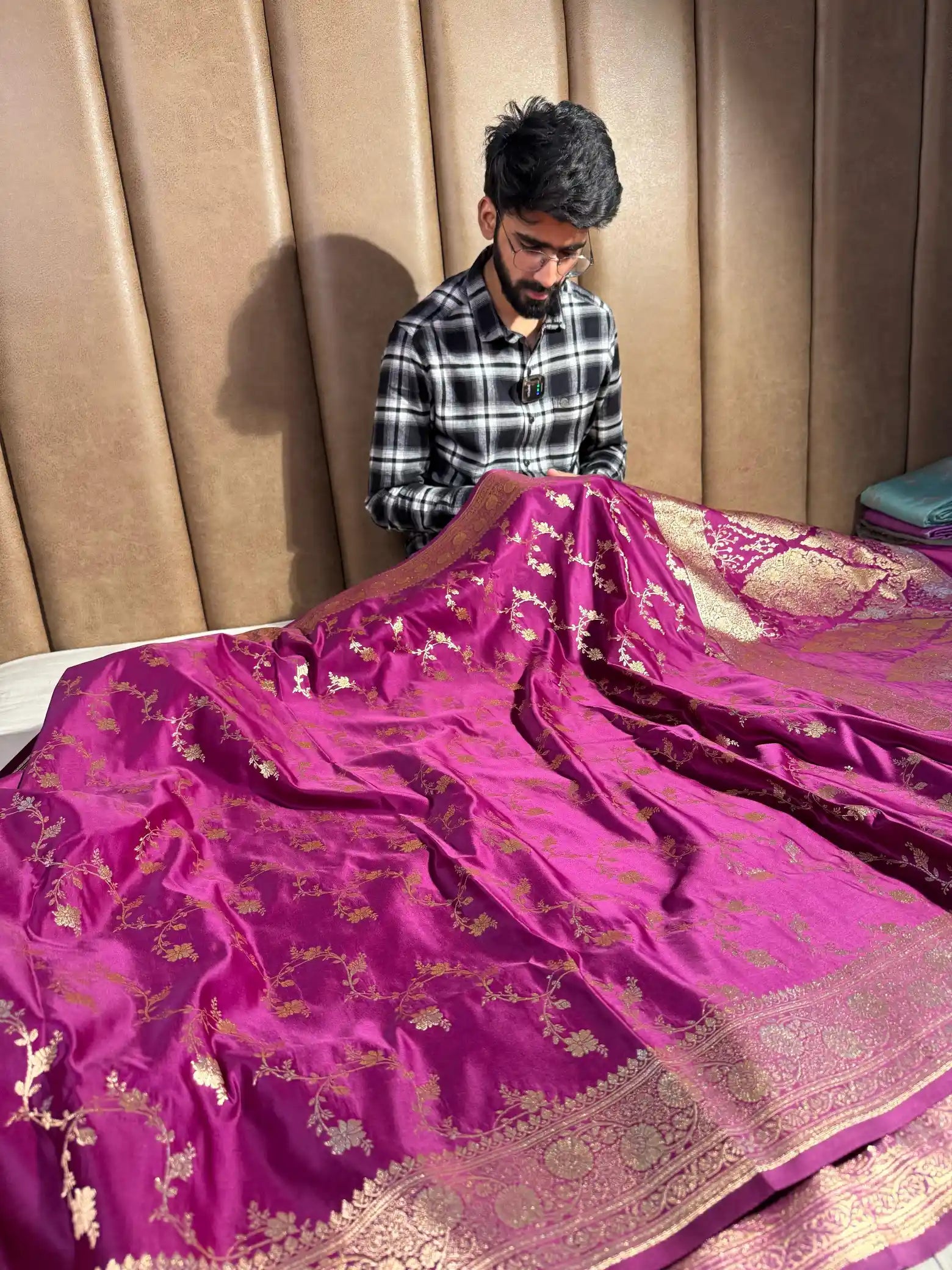 Purple Satin Katan Silk Heritage Intricate Banarasi Saree