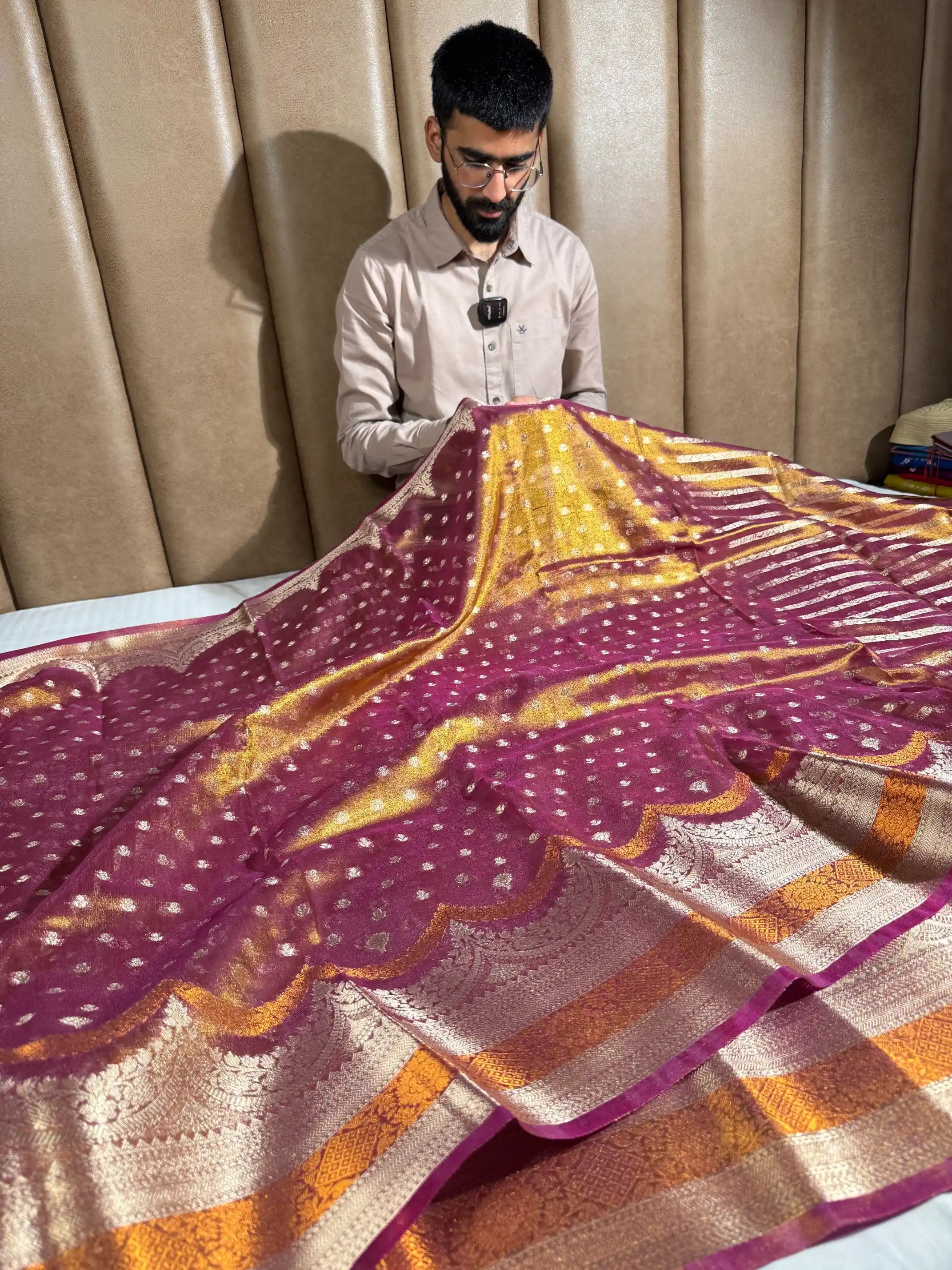 Purple Tissue Silk Contemporary Heritage Weave Banarasi Saree