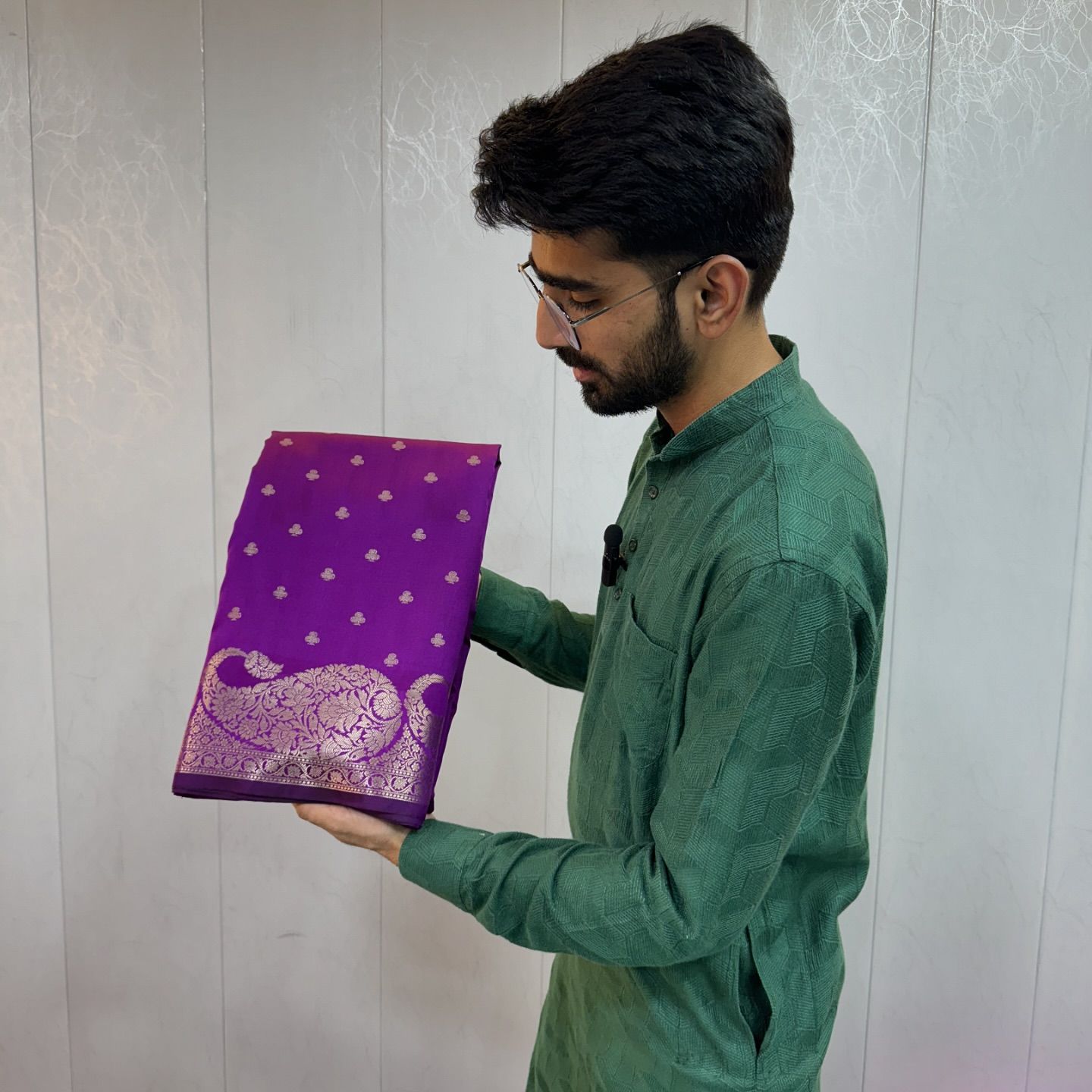 Purple Mashru Silk Zari Buti Banarasi Saree