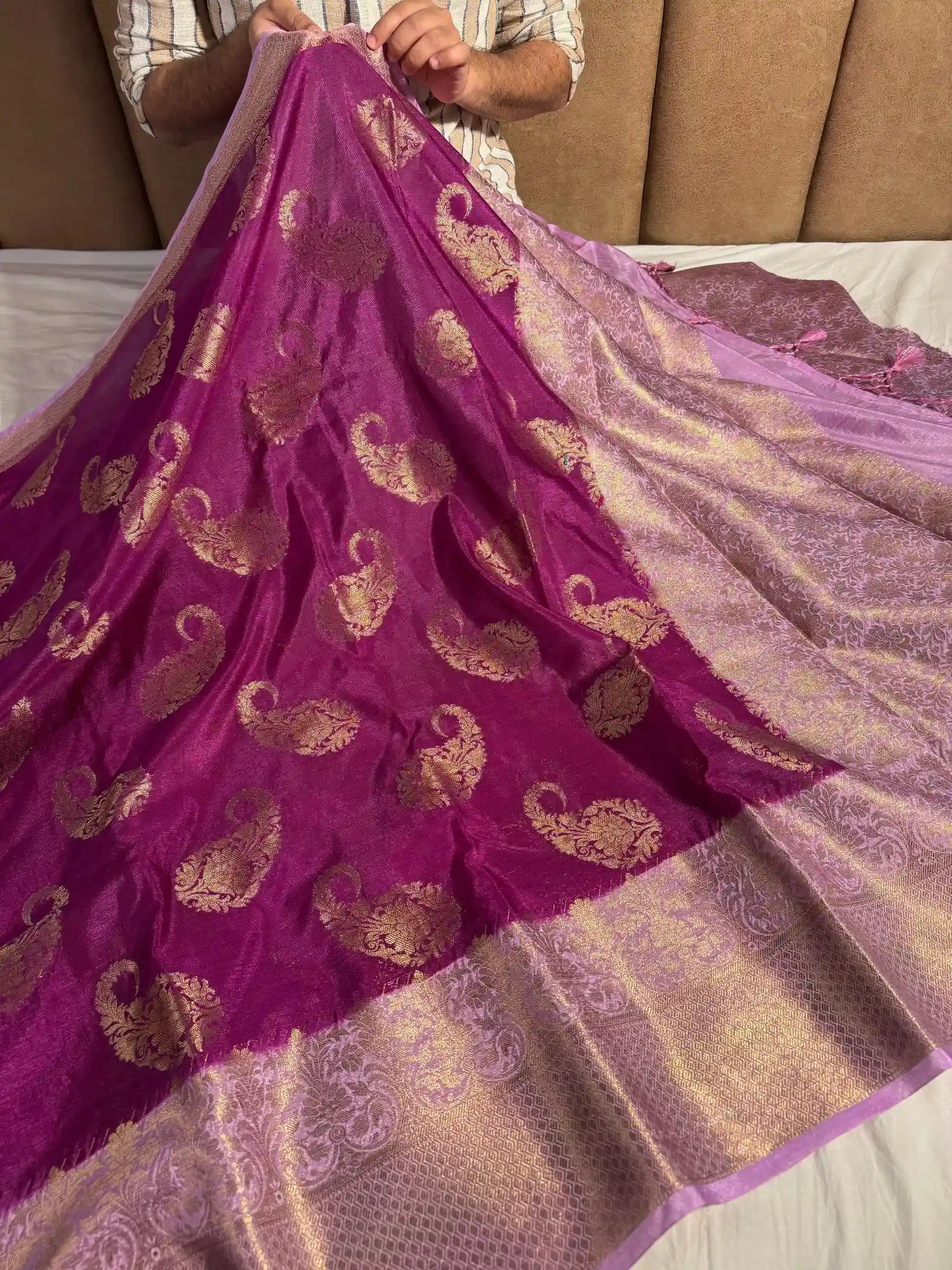 Purple Warm Silk Intricate Motifs Banarasi Saree