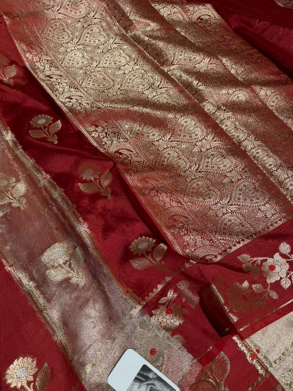 Rangkat Chinia Tissue Silk Heritage Weave Banarasi Saree