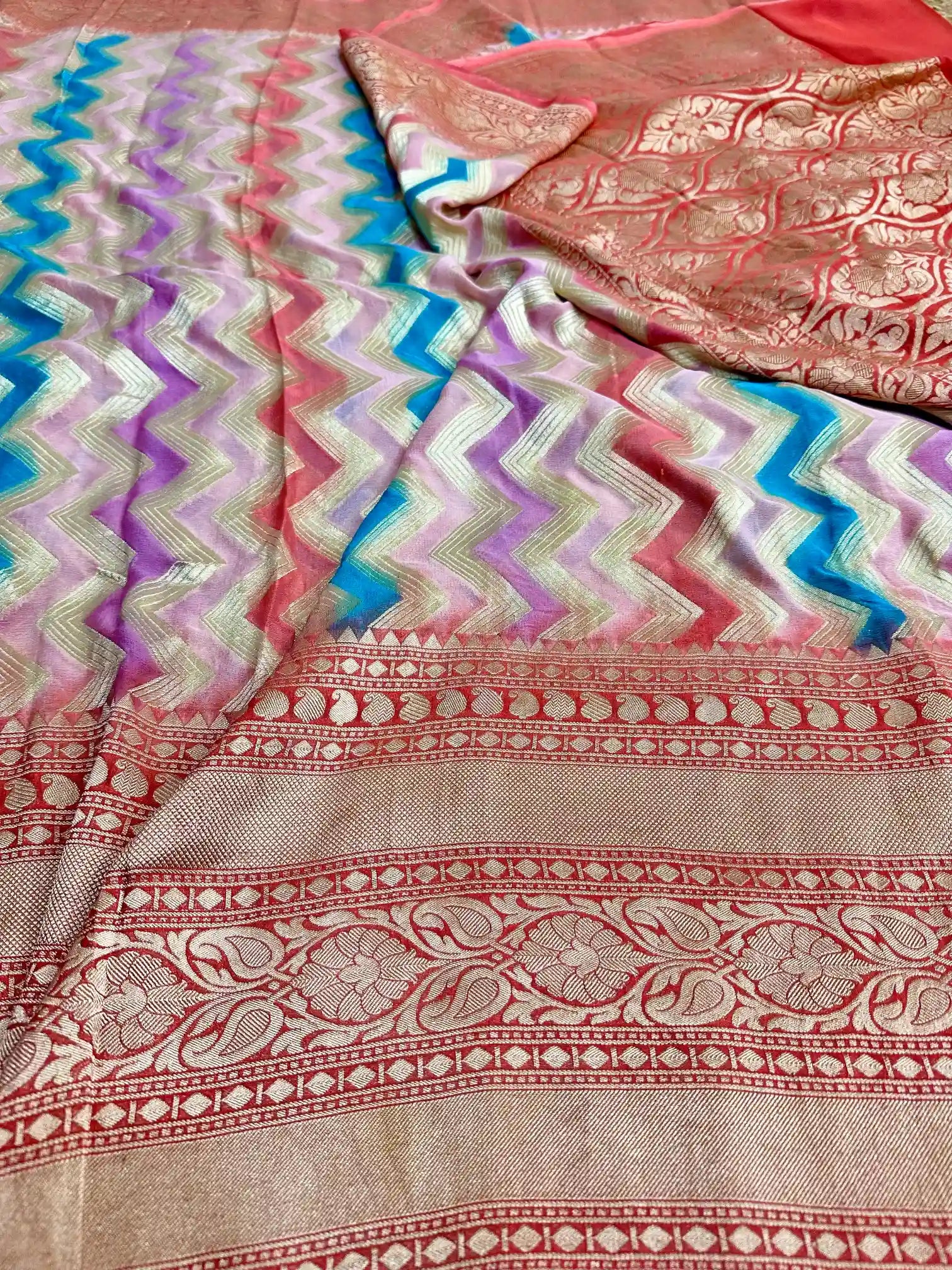 Rangkat Dyed Khaddi Georgette Banarasi Saree
