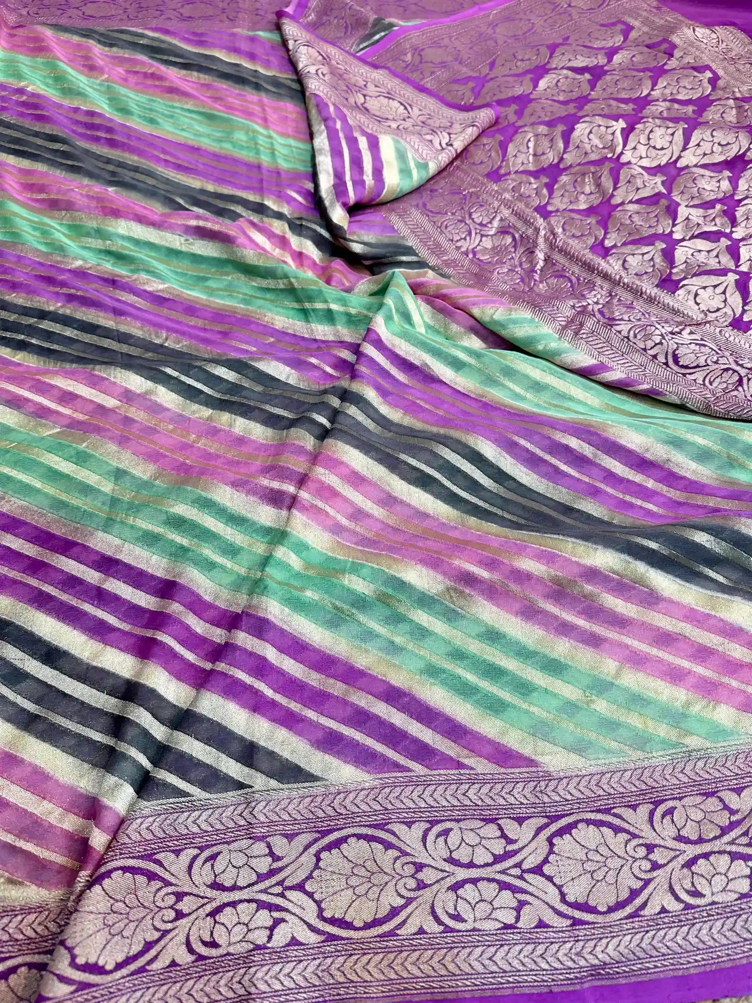 Rangkat Light Purple Khaddi Georgette Banarasi saree