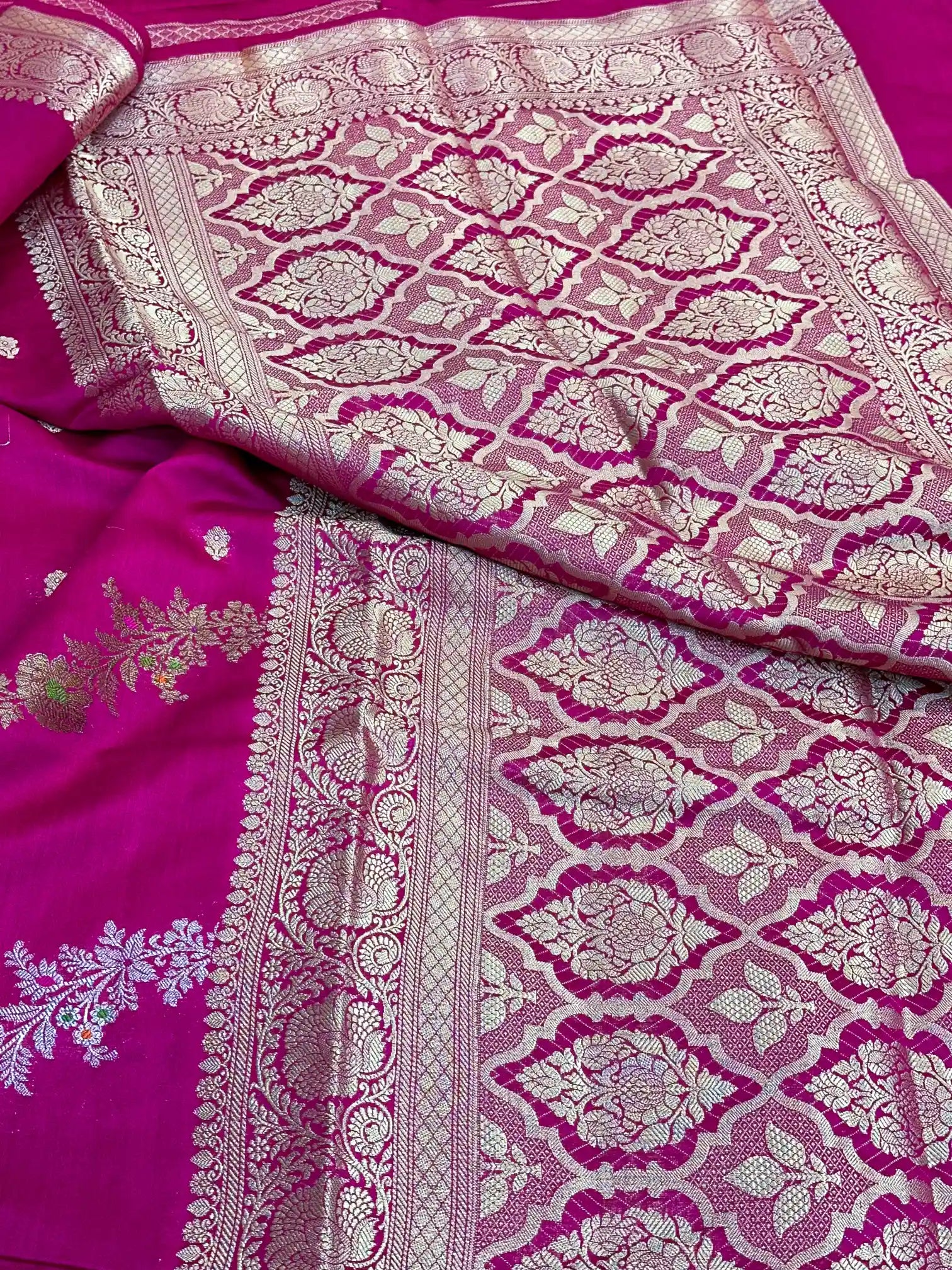 Rani Meenakari Leheriya Chiniya Silk Saree