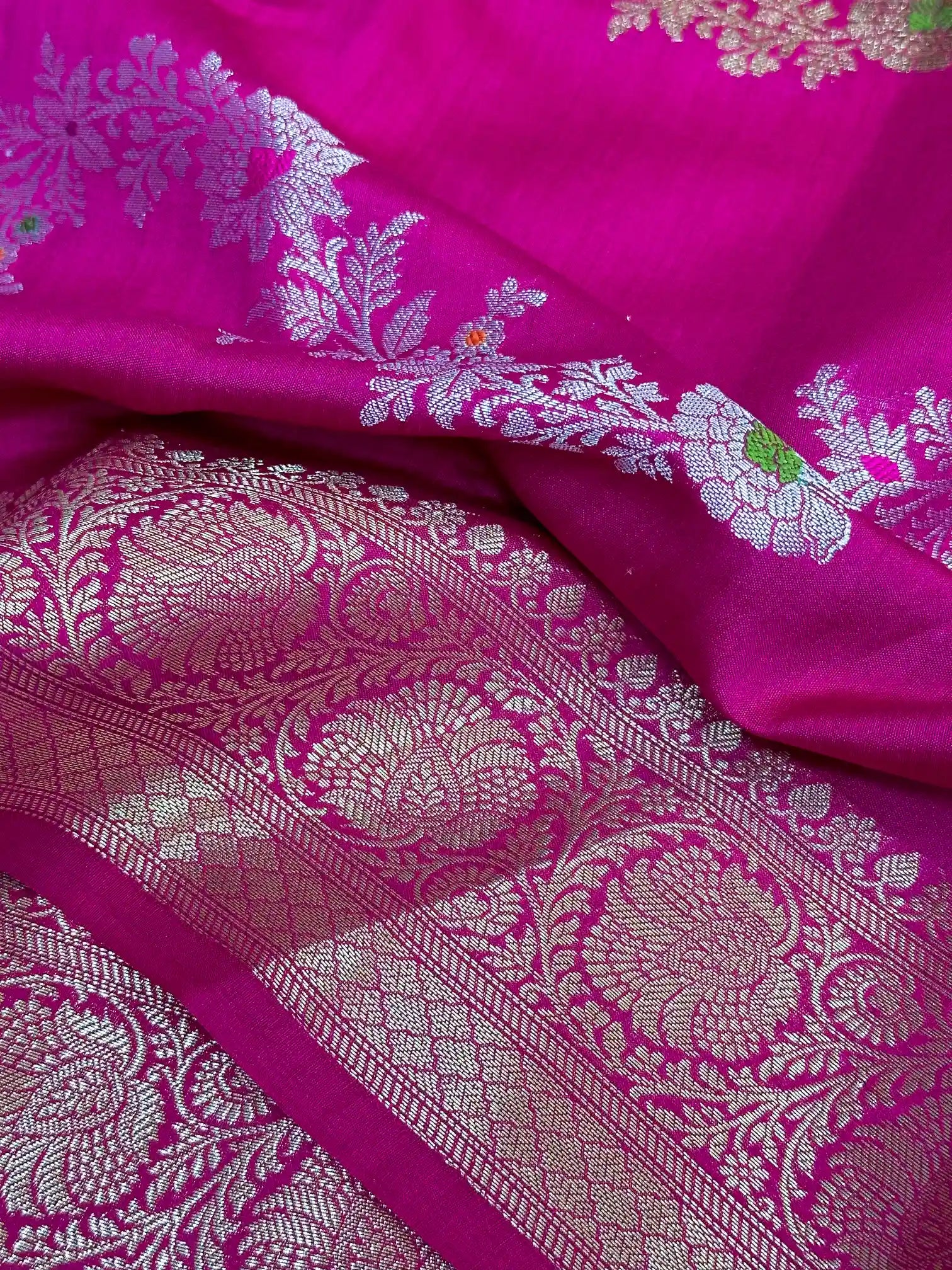 Rani Meenakari Leheriya Chiniya Silk Saree