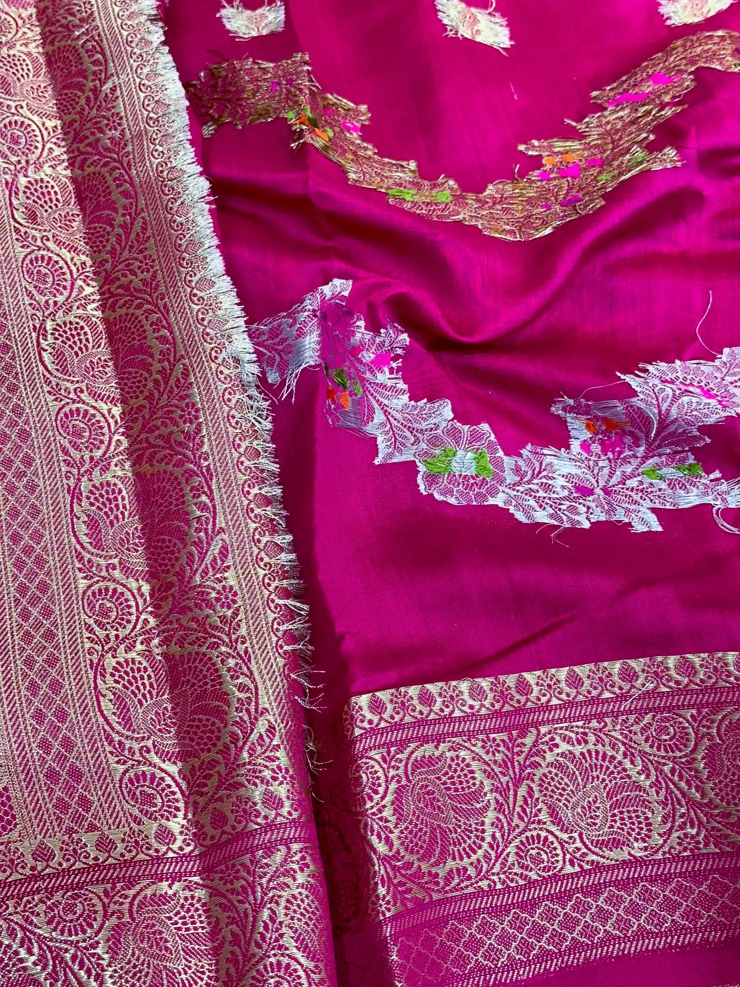 Rani Meenakari Leheriya Chiniya Silk Saree
