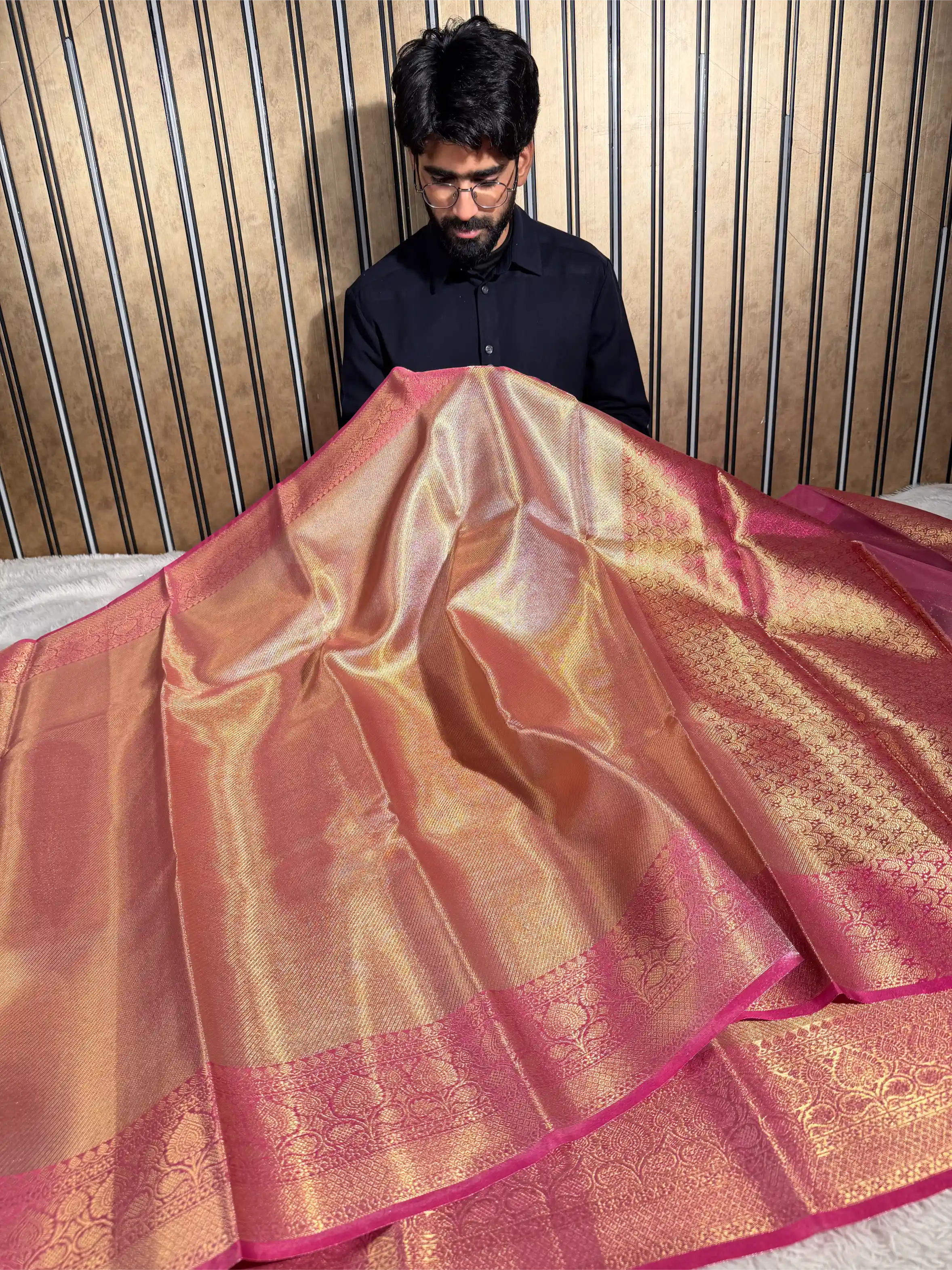 Rani Pink Kanjivaram Brocade Tissue Saree