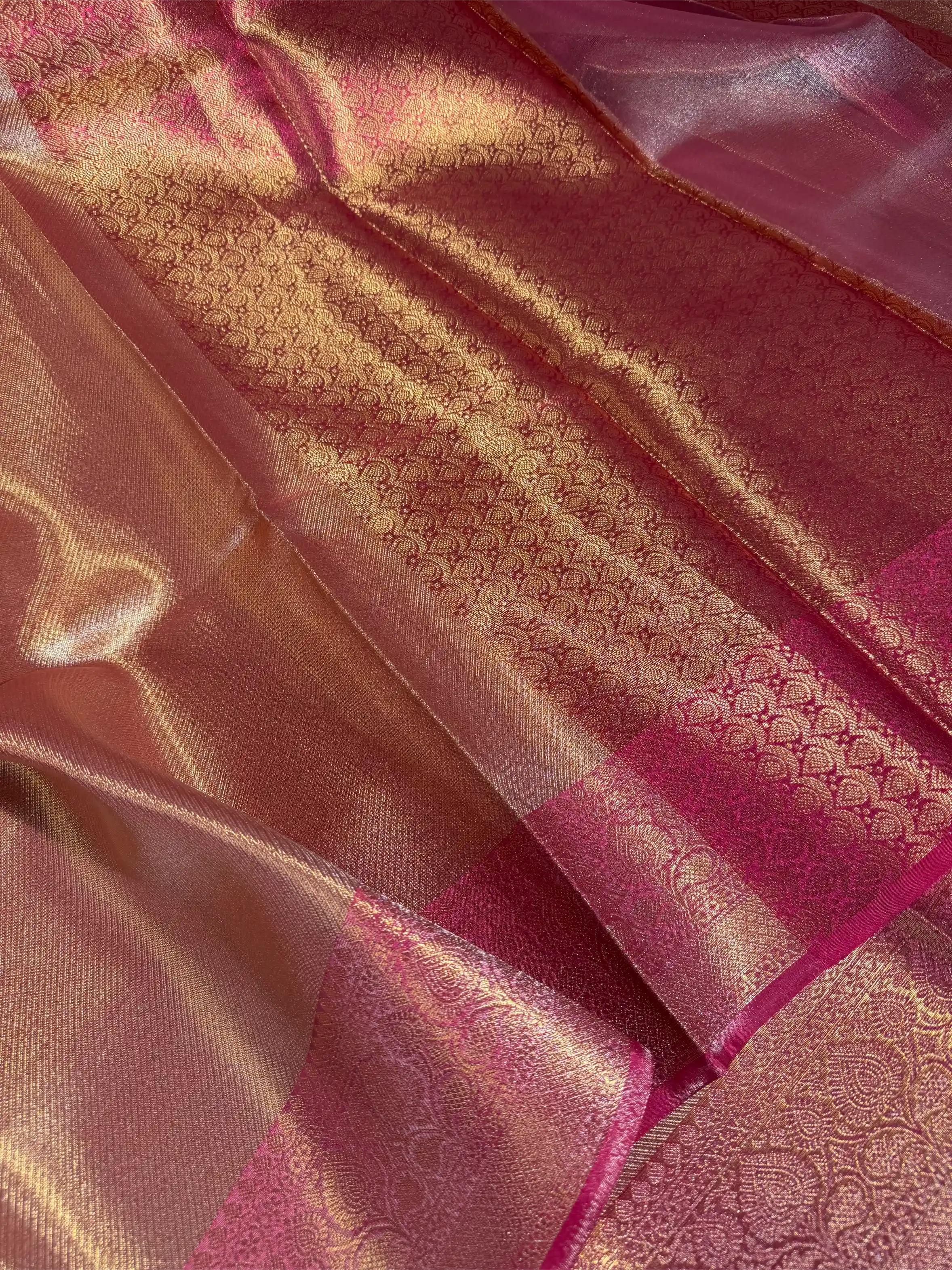 Rani Pink Kanjivaram Brocade Tissue Saree