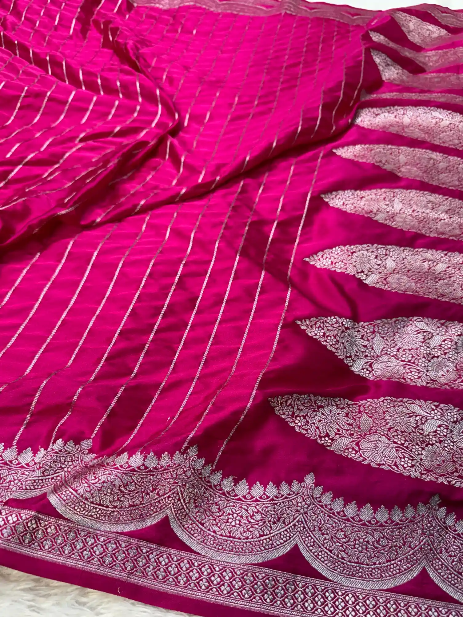 Rani Pink Mashru Katan Silk Contemporary Weave Banarasi Saree