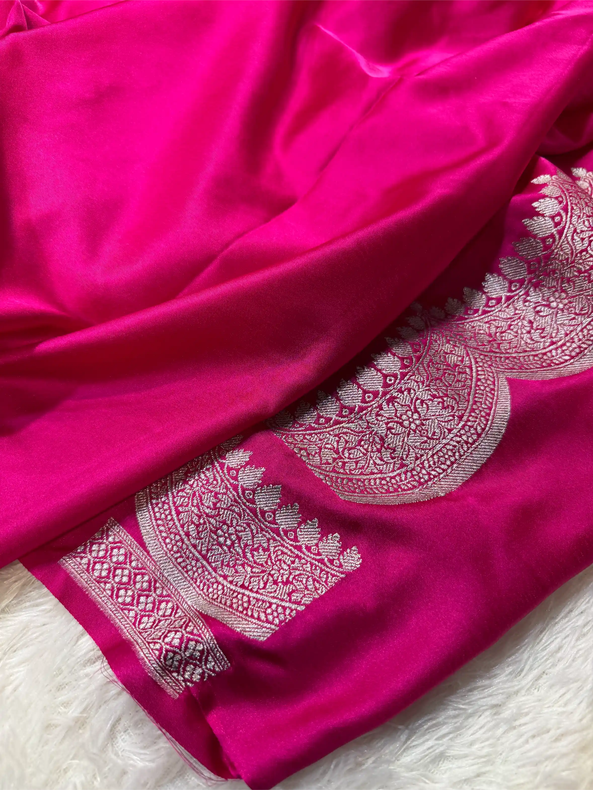 Rani Pink Mashru Katan Silk Contemporary Weave Banarasi Saree
