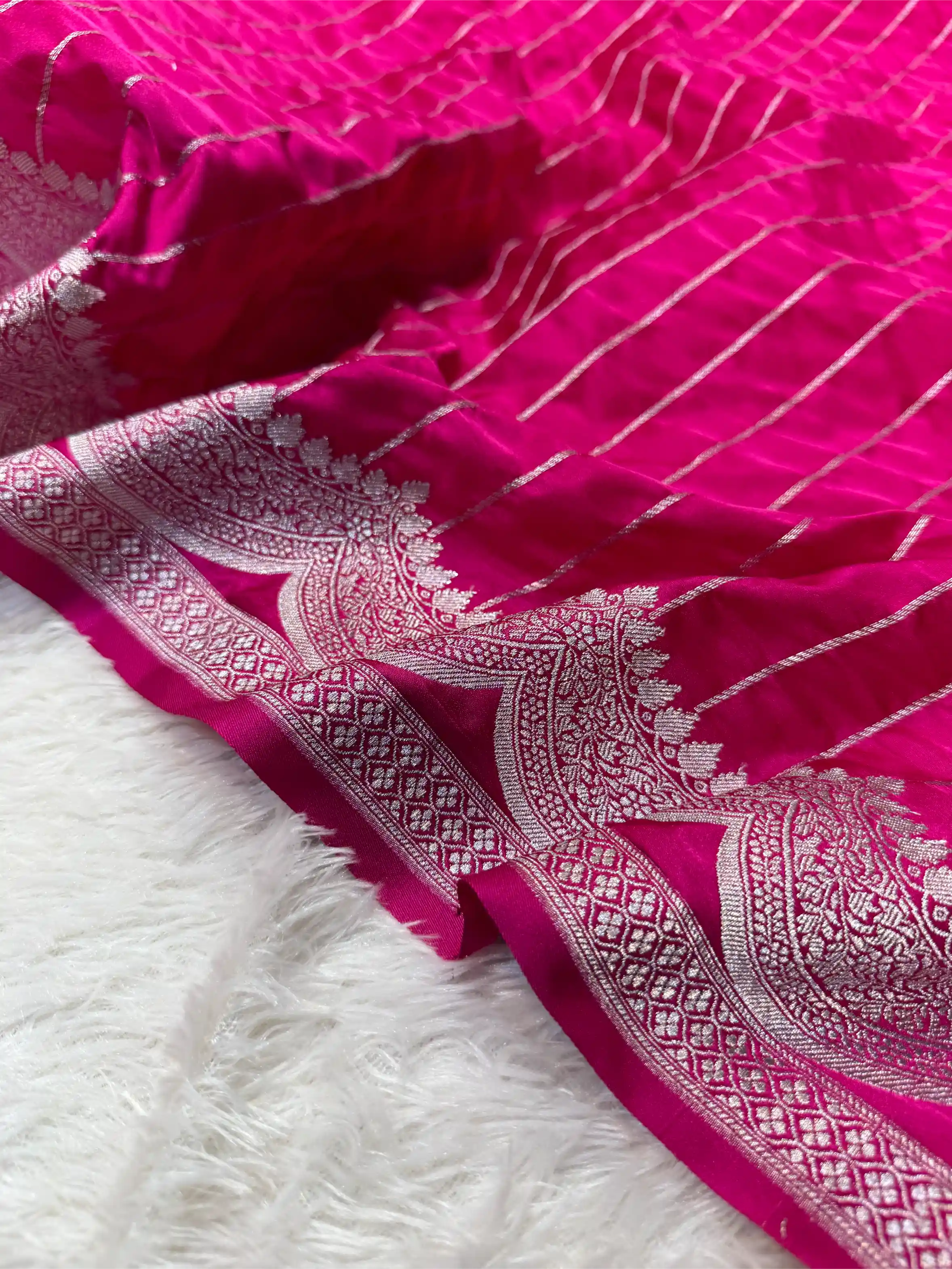 Rani Pink Mashru Katan Silk Contemporary Weave Banarasi Saree