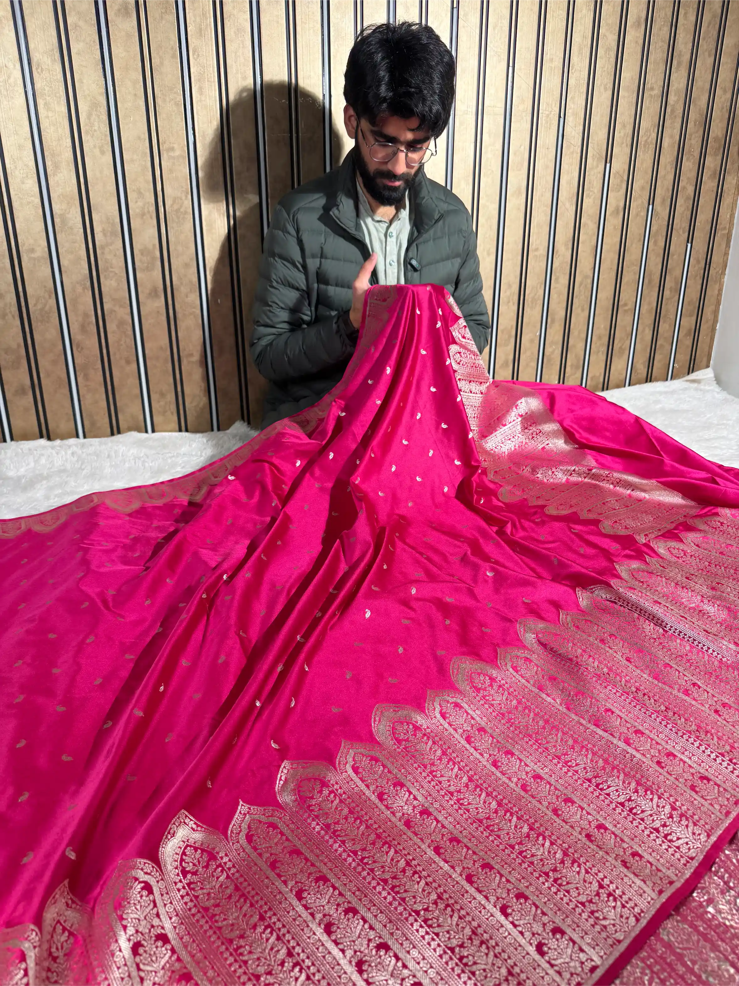 Rani Pink Mashru Katan Silk Heritage Weave Banarasi Saree