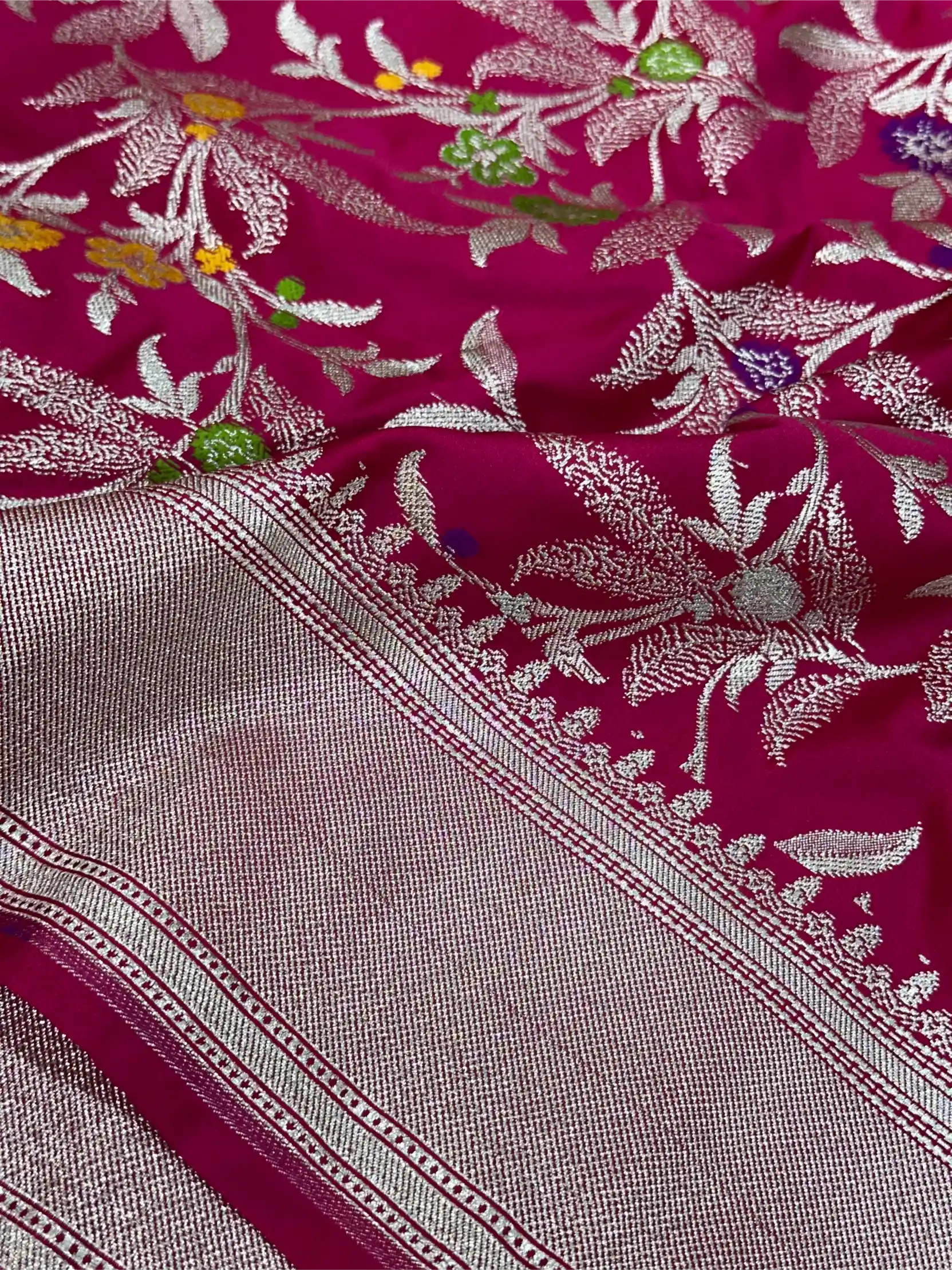 Rani Pink Mashru Katan Silk Meenakari Intricate Weave Banarasi Saree