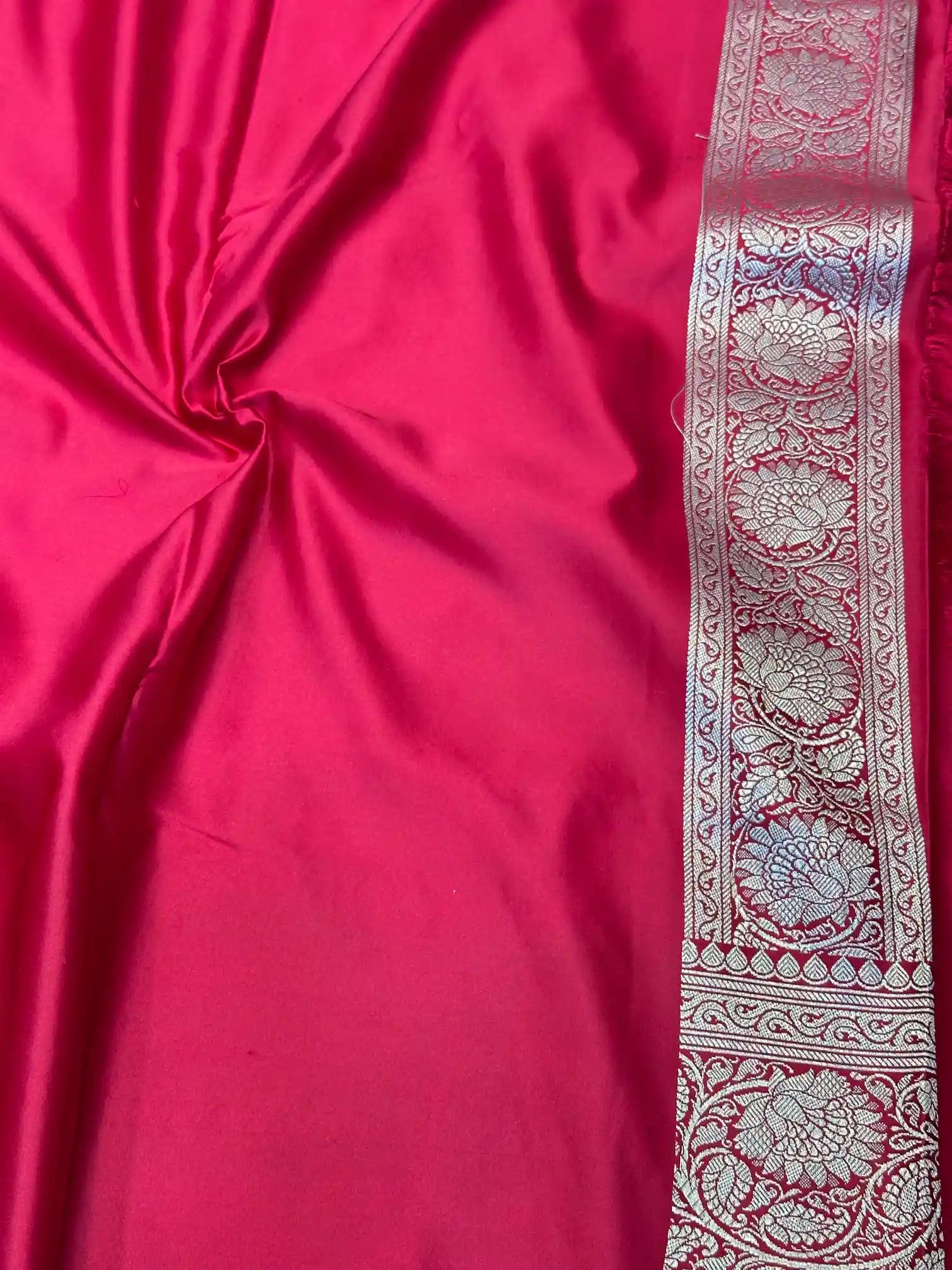 Rani Pink Motifs Weave Mashru Katan Saree