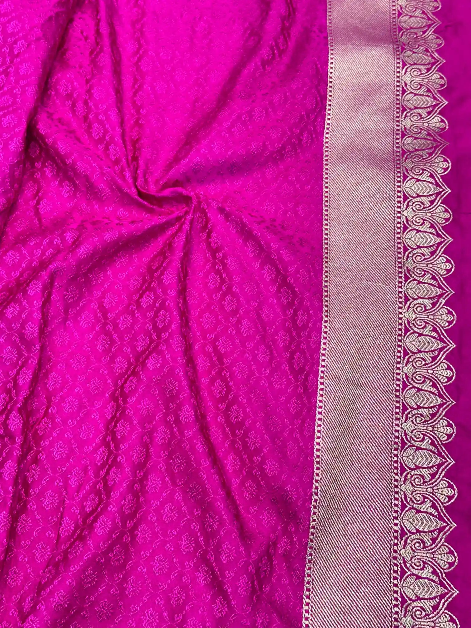 Rani Pink Pretty Motifs Weave Mashru Silk Saree