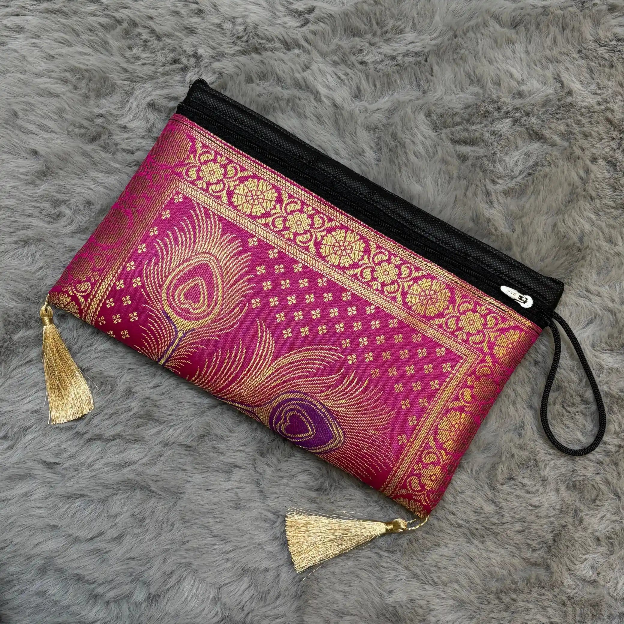 Rani Pink Shade Handmade Banarasi Women Wallet