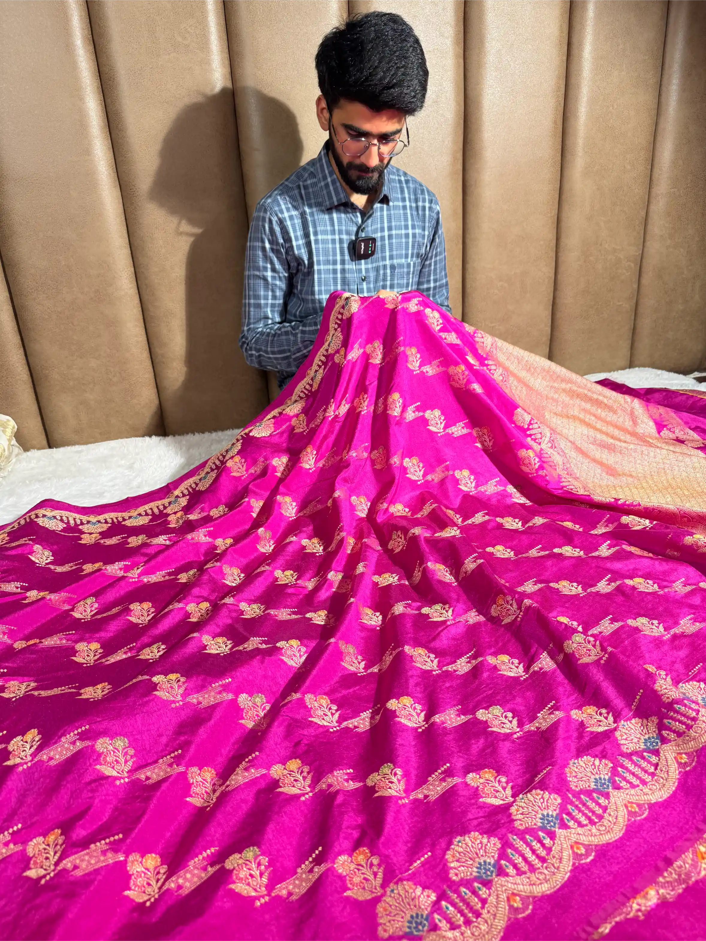 Rani Pink Tilfi Meena Warm Silk Banarasi Saree