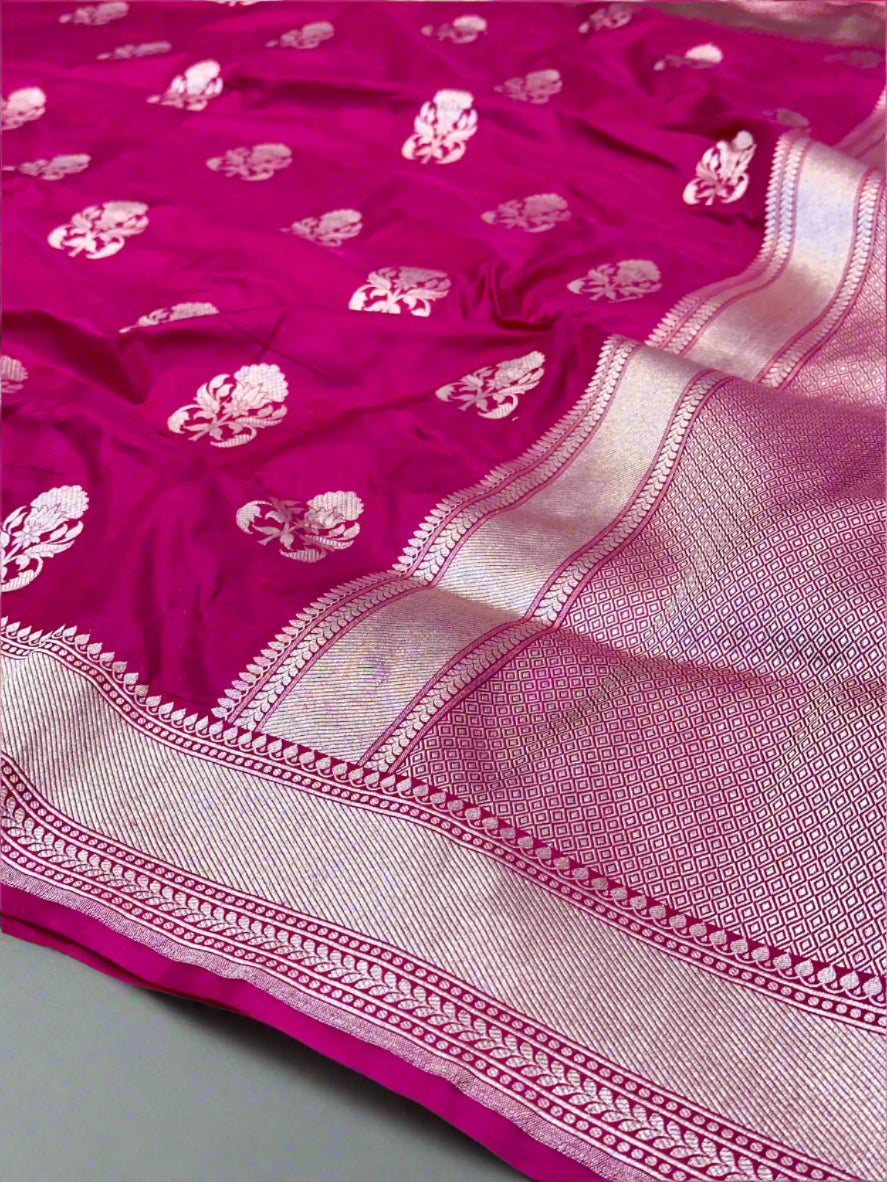 Rani Pink Traditional Pure Katan Silk Banarasi Saree