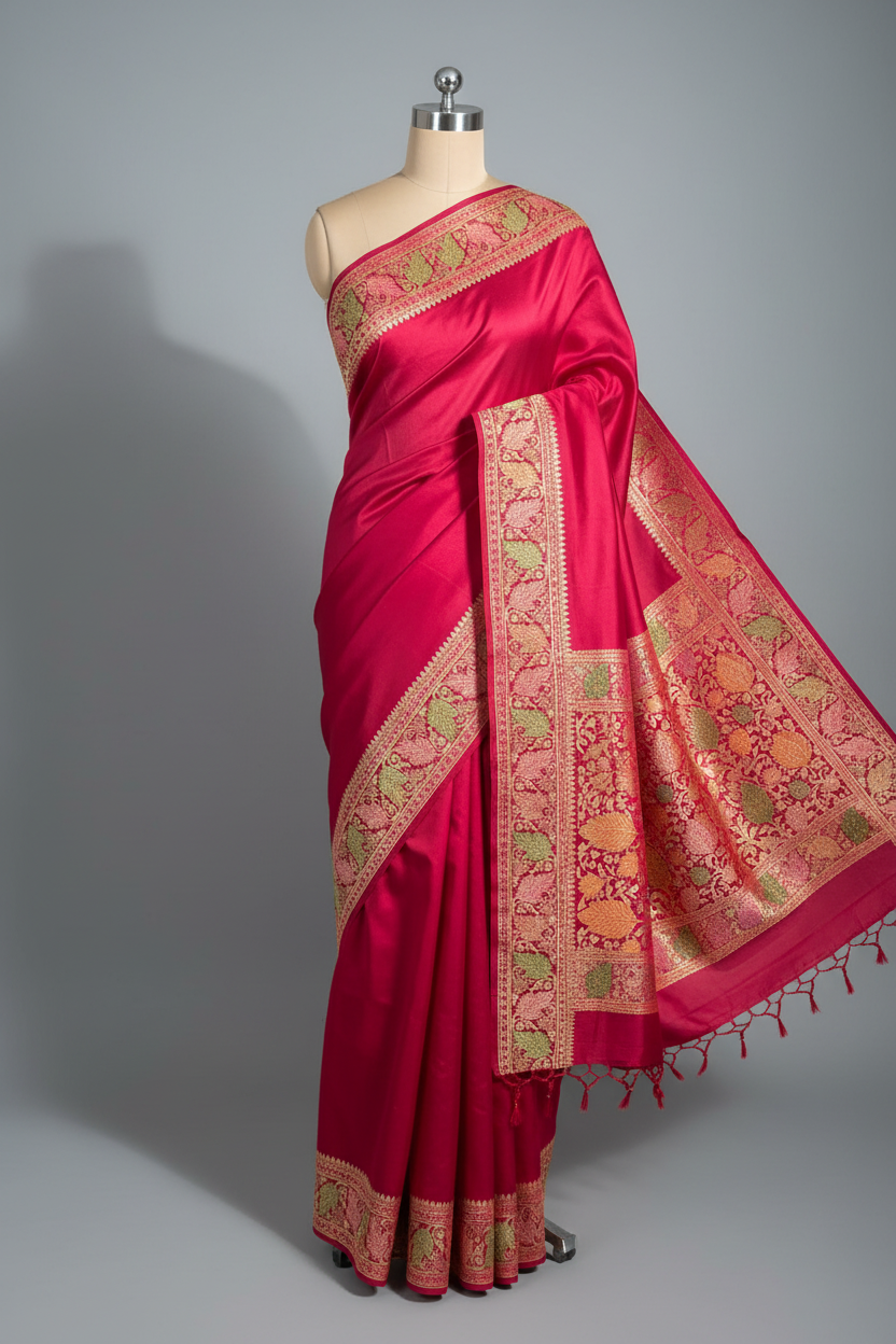 Rani Pink Warm Silk Tilfi Meenakari Weave Banarasi Saree