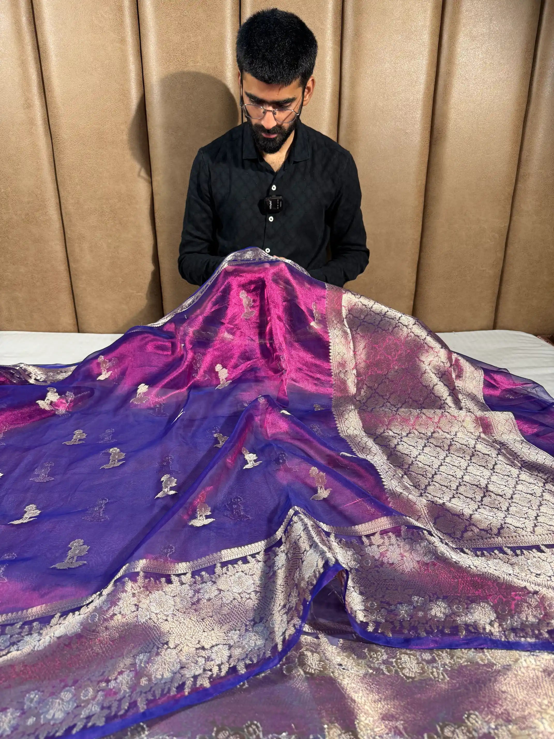 Rare Baigani Pure Tissue Silk Banarasi Saree