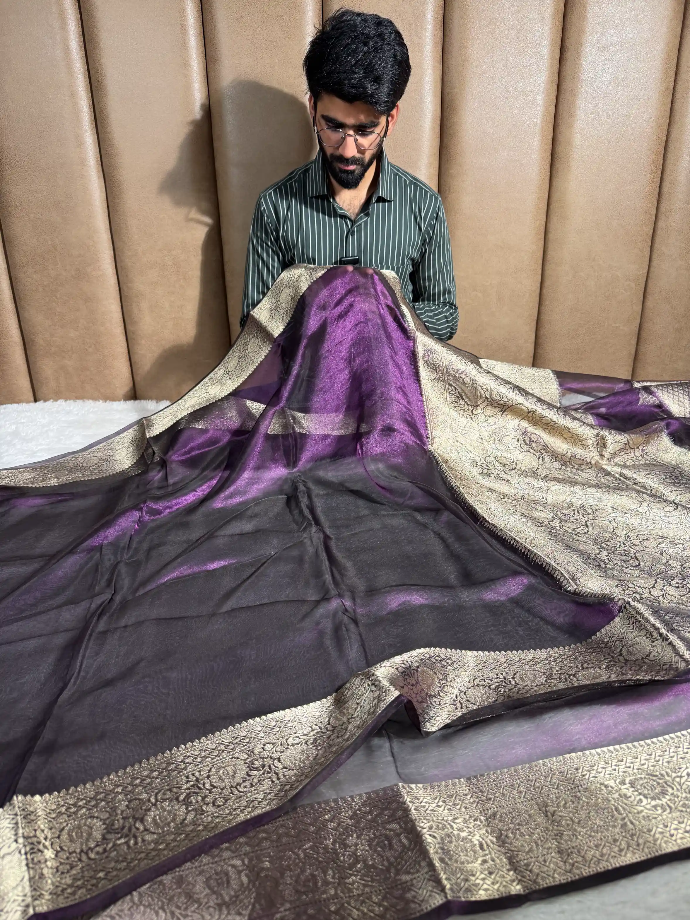 Rare Baigani Pure Tissue Silk Banarasi Saree