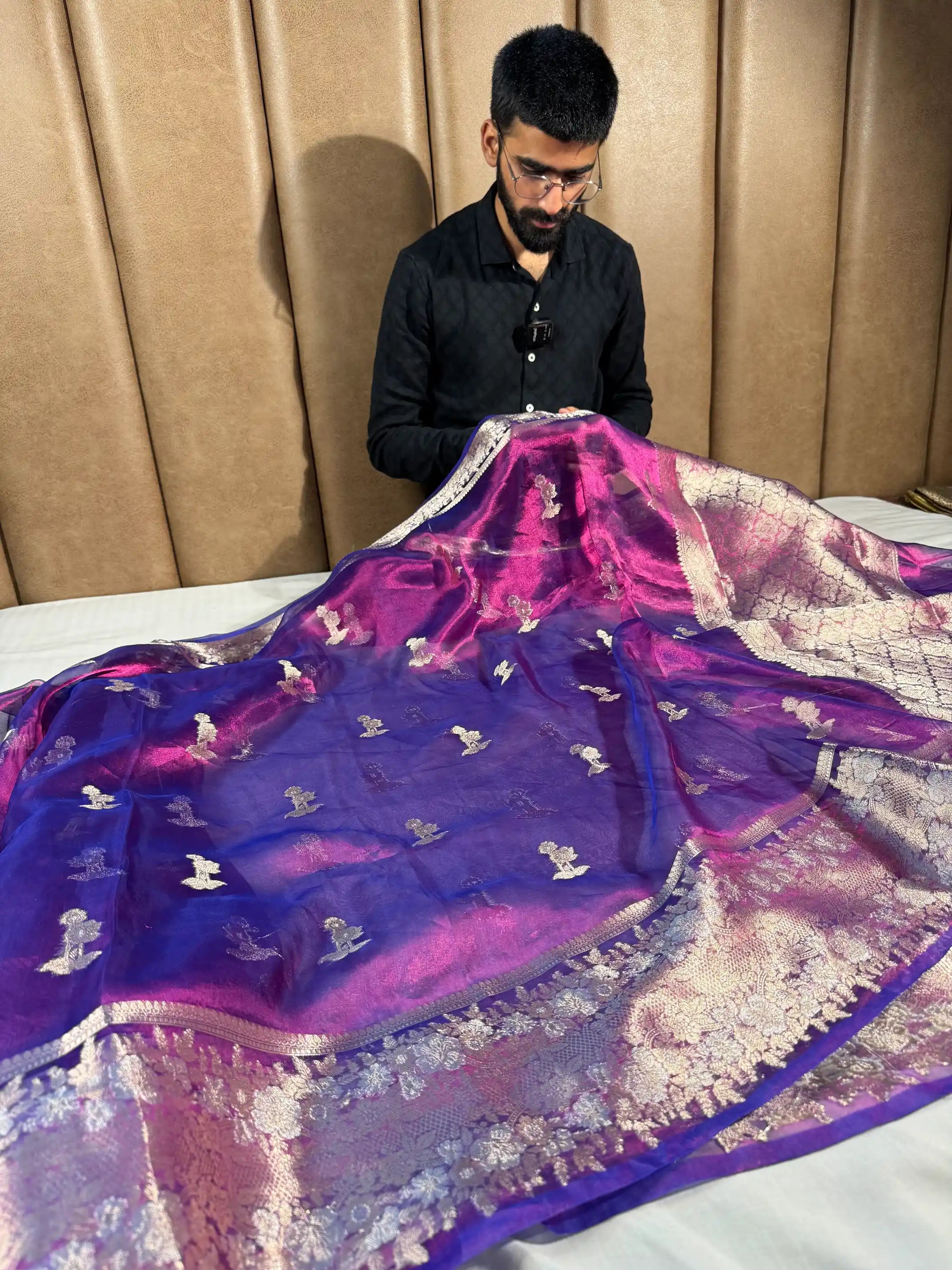 Rare Baigani Pure Tissue Silk Banarasi Saree