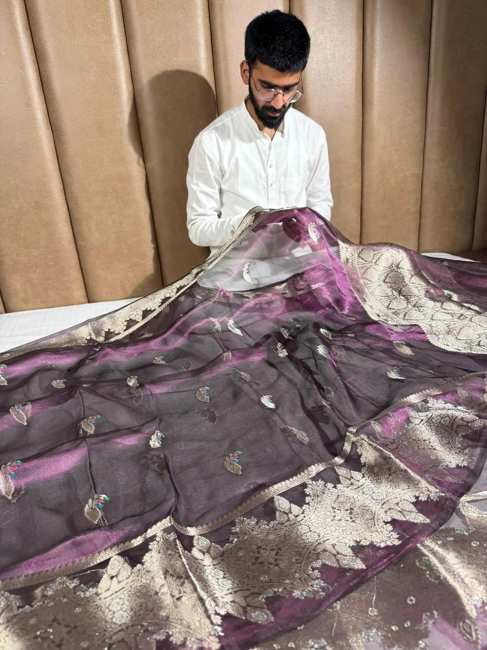 Rare Lilac Pure Tissue Silk Heritage Banarasi Saree