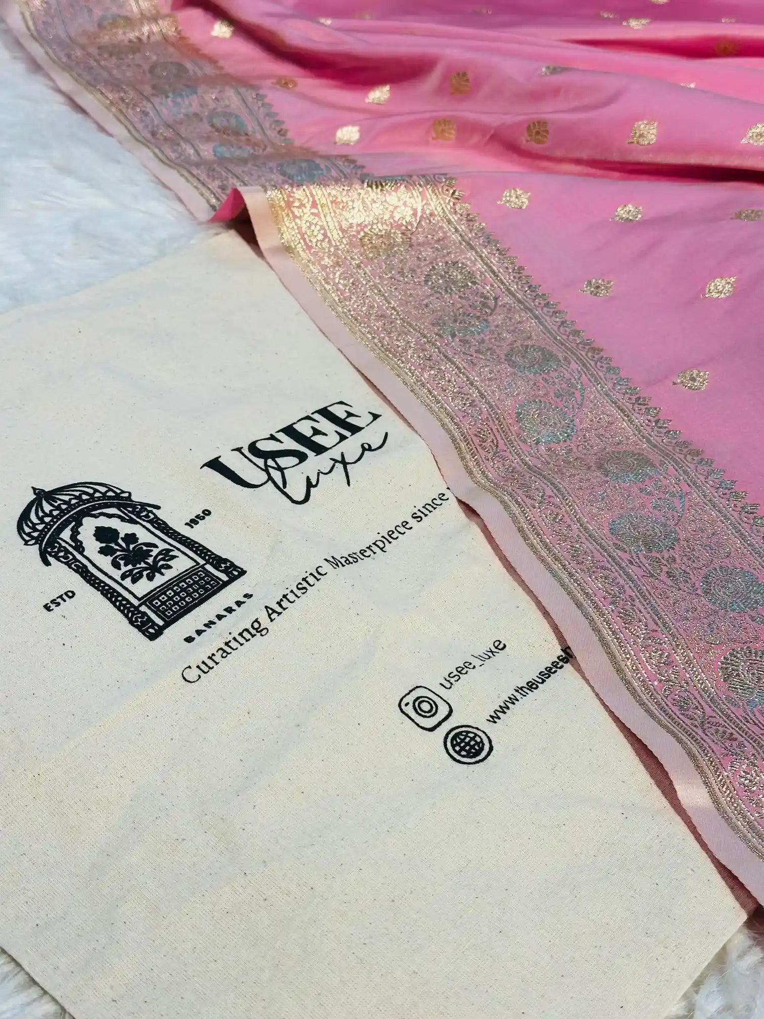Rare Mauve Pink Satin Katan Silk Saree