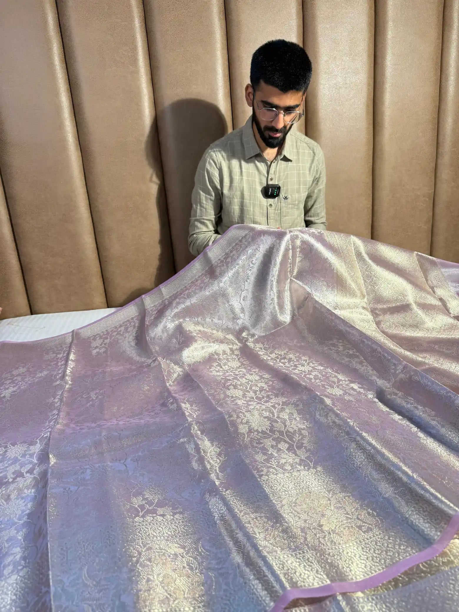 Rare Mauve Soft Tissue Silk Dhoop Chau Collection Banarasi Saree