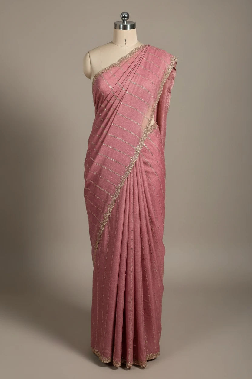 Rare Mauve Tissue Georgette Silk Designer Banarasi Saree