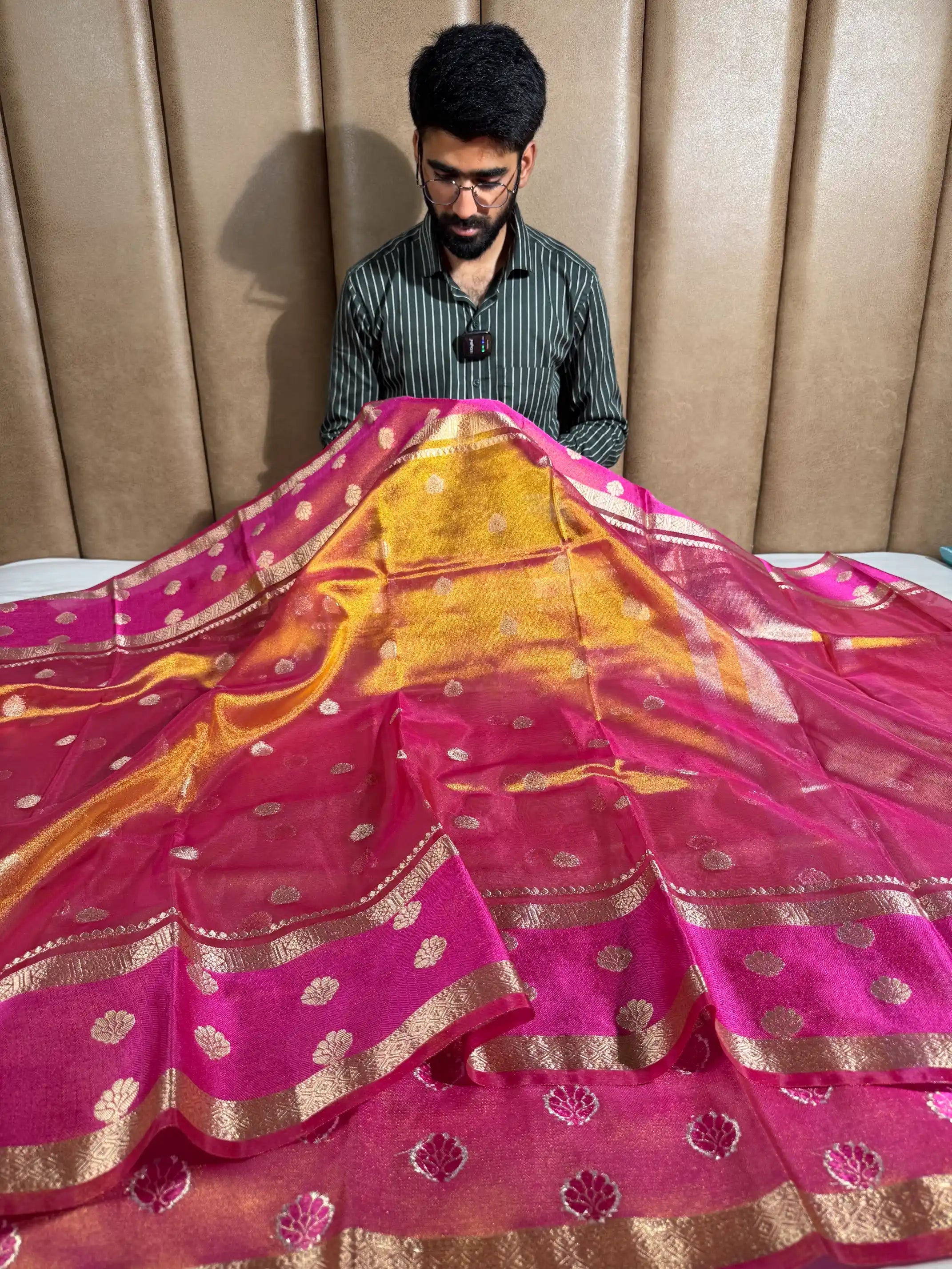 Rare Rusted Shade soft Tissue Silk Banarasi Saree