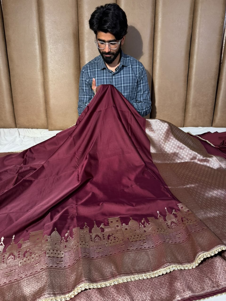 Rare Wine Mashru Katan Ghats Of Banaras Saree