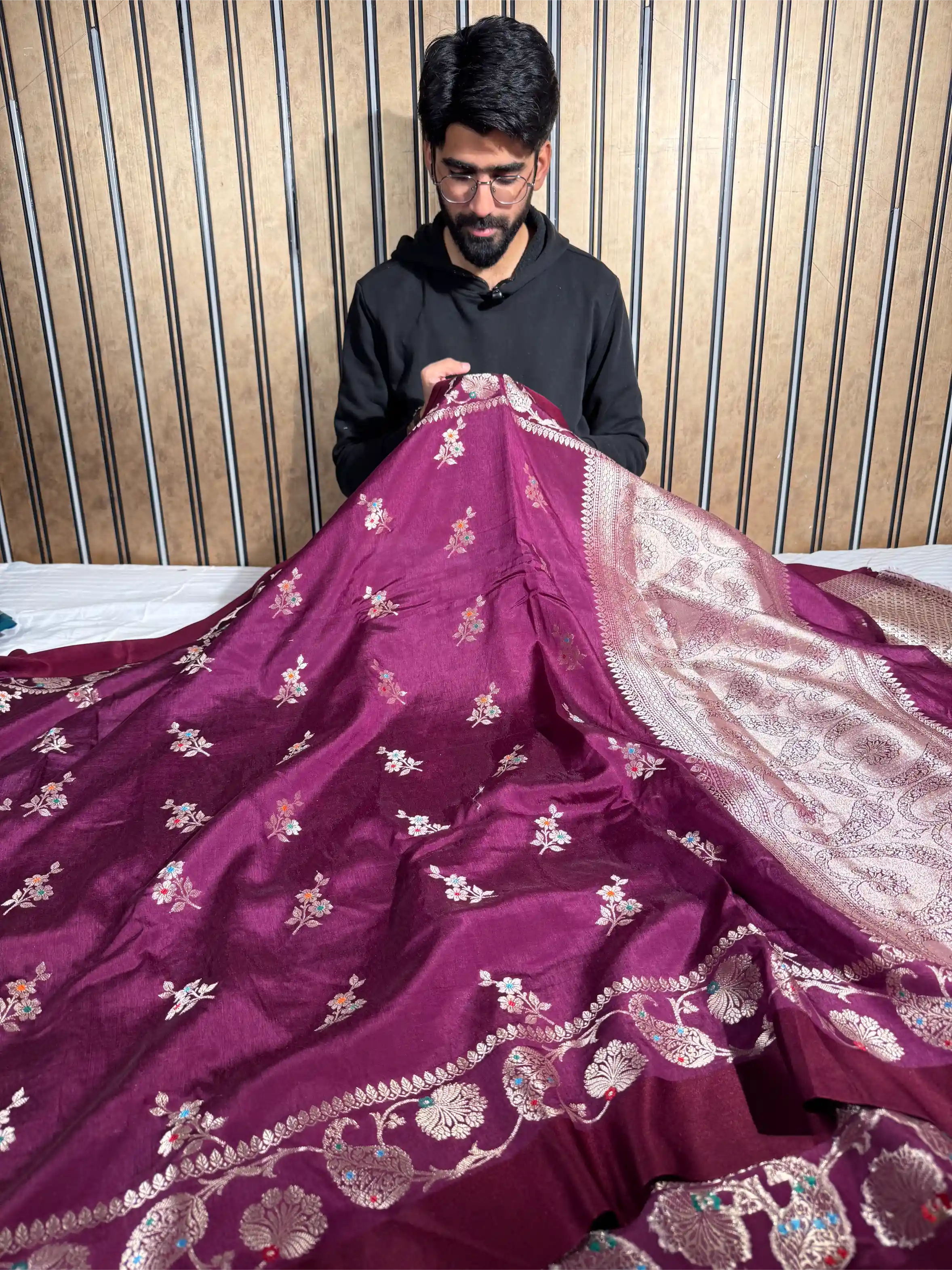 Rare Wine Viscose Chinia Silk Traditional Buta Banarasi Saree