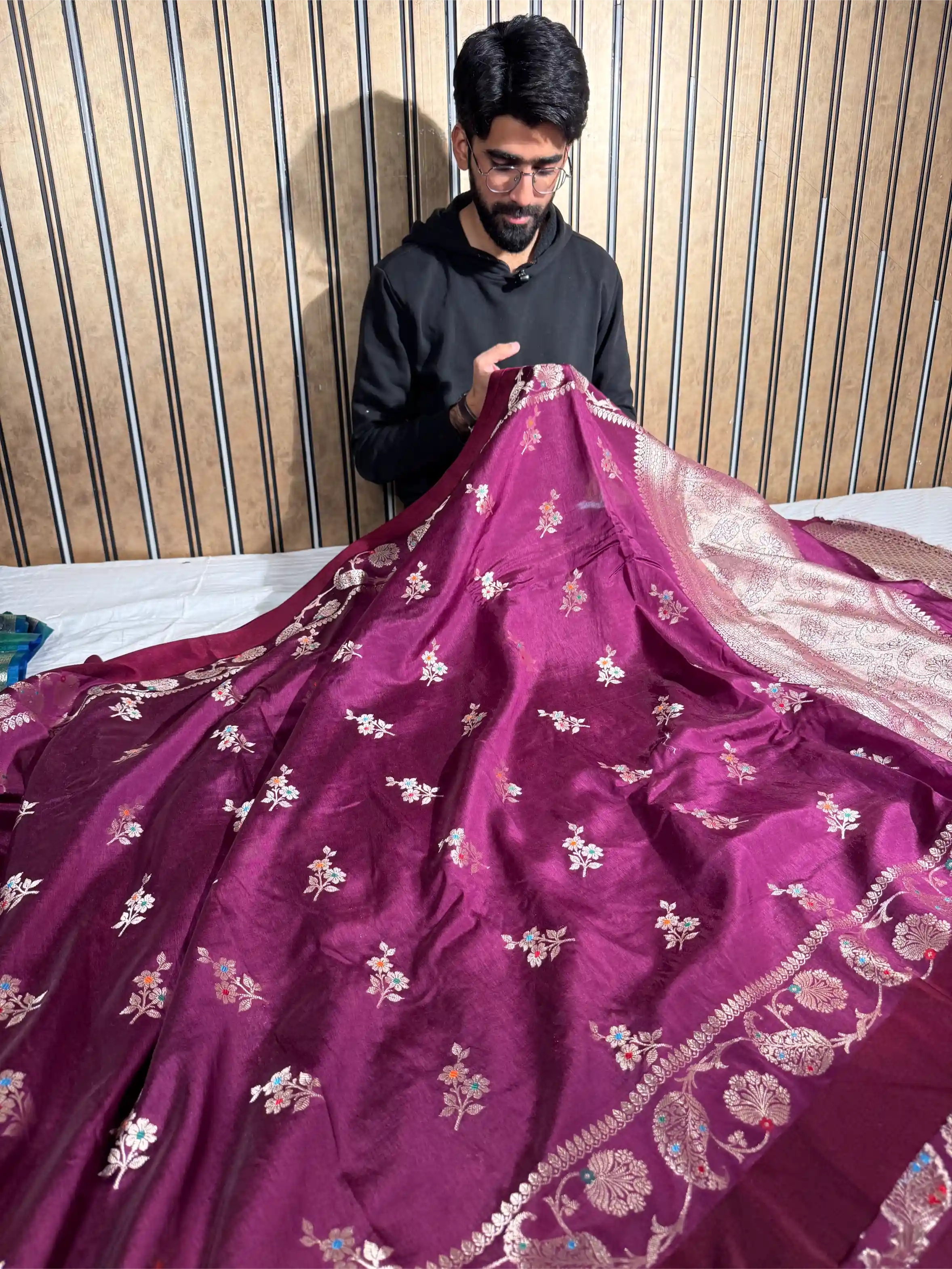 Rare Wine Viscose Chinia Silk Traditional Buta Banarasi Saree