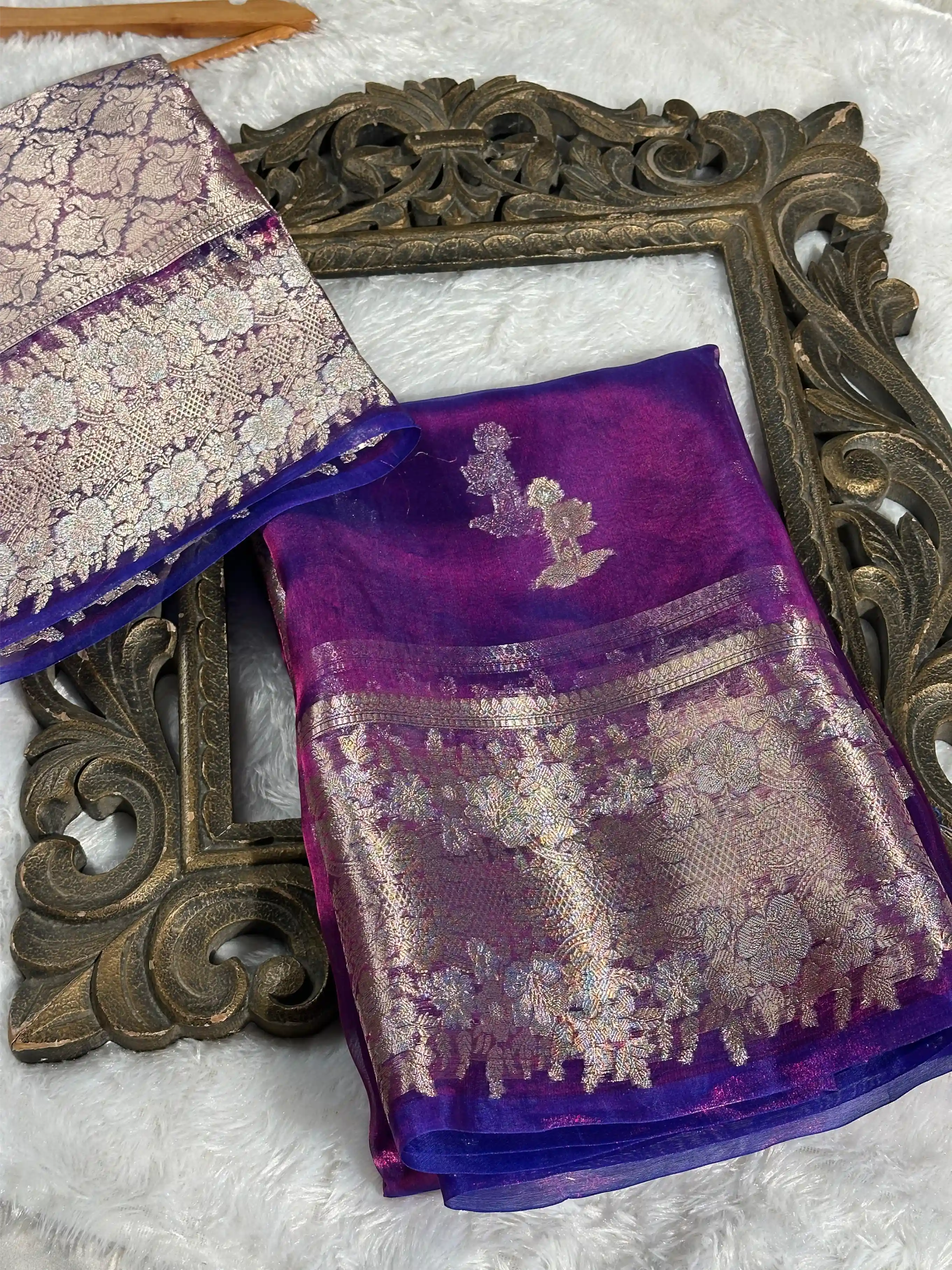 Rare Baigani Pure Tissue Silk Banarasi Saree